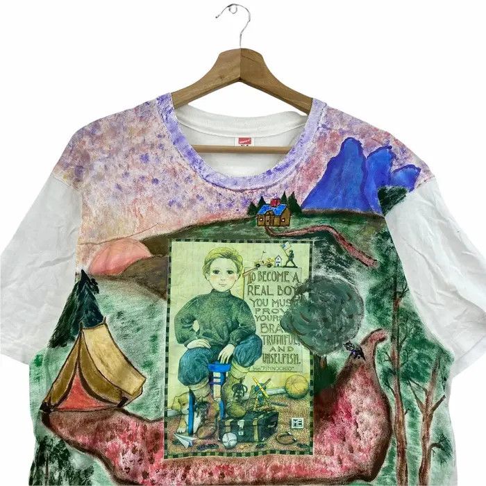 Vintage Vtg 90’ PAINTING ART CRAYON Children Story Hanes Tee Shirt Size XL / US 12-14 / IT 48-50 - 2 Thumbnail