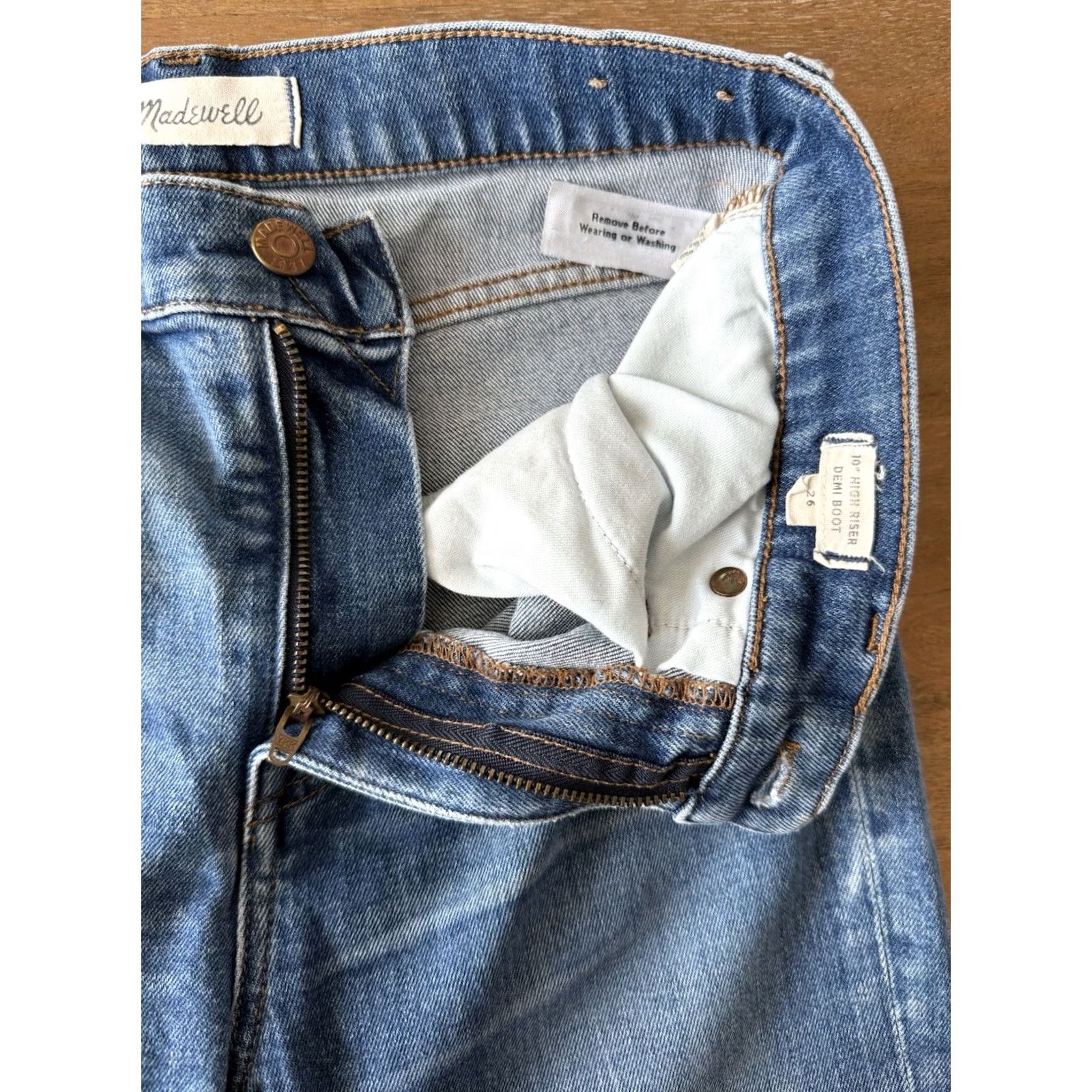 Madewell Madewell Jeans Womens 26 Bootcut 10” High Riser Demi Blue Denim 5-Pocket Zipper Button Logo Cowgirl Western Size 28" / US 6 / IT 42 - 5 Thumbnail