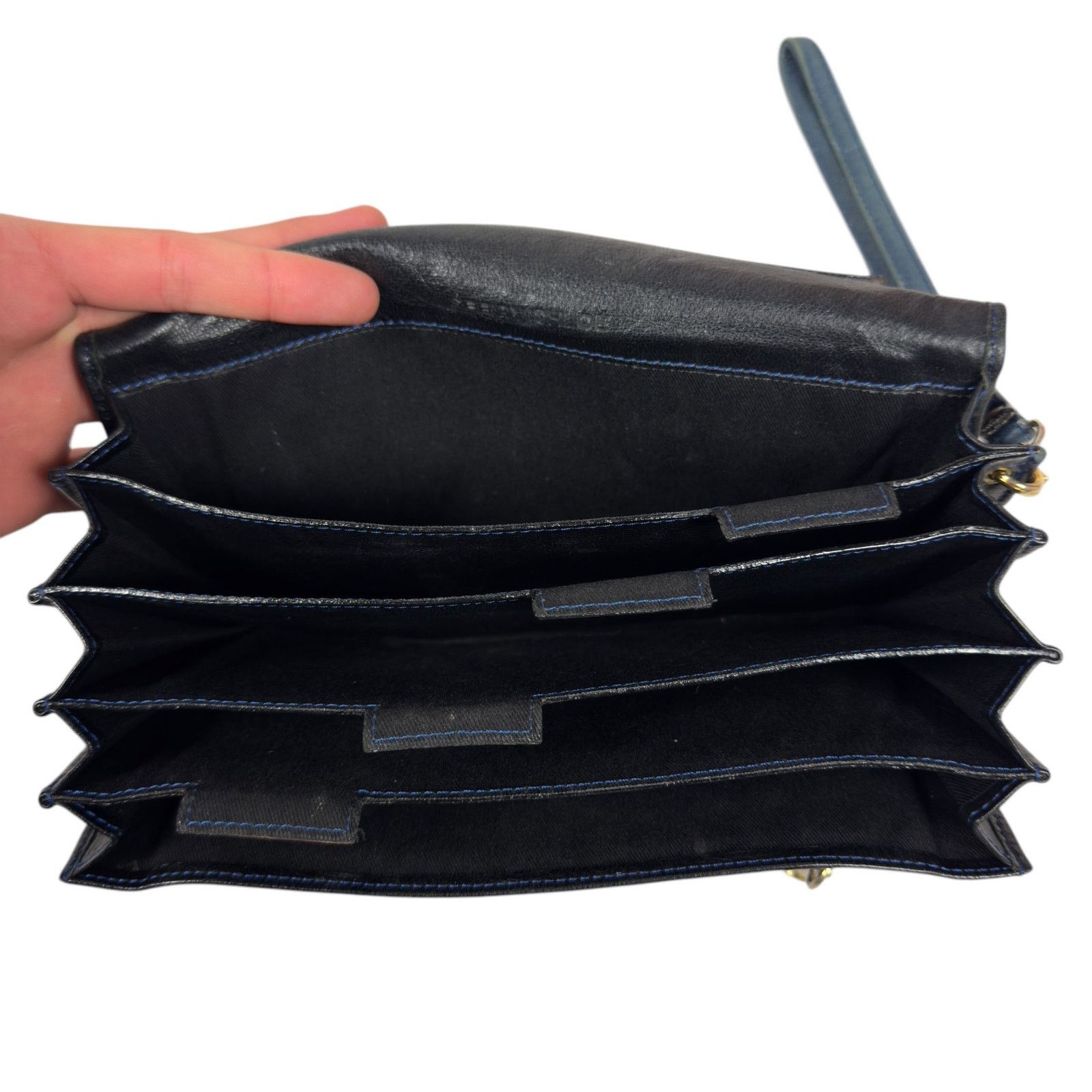 See by Chloe See By Chloe Women's Black Teal Leather Wristlet Wallet Size ONE SIZE - 13 Thumbnail