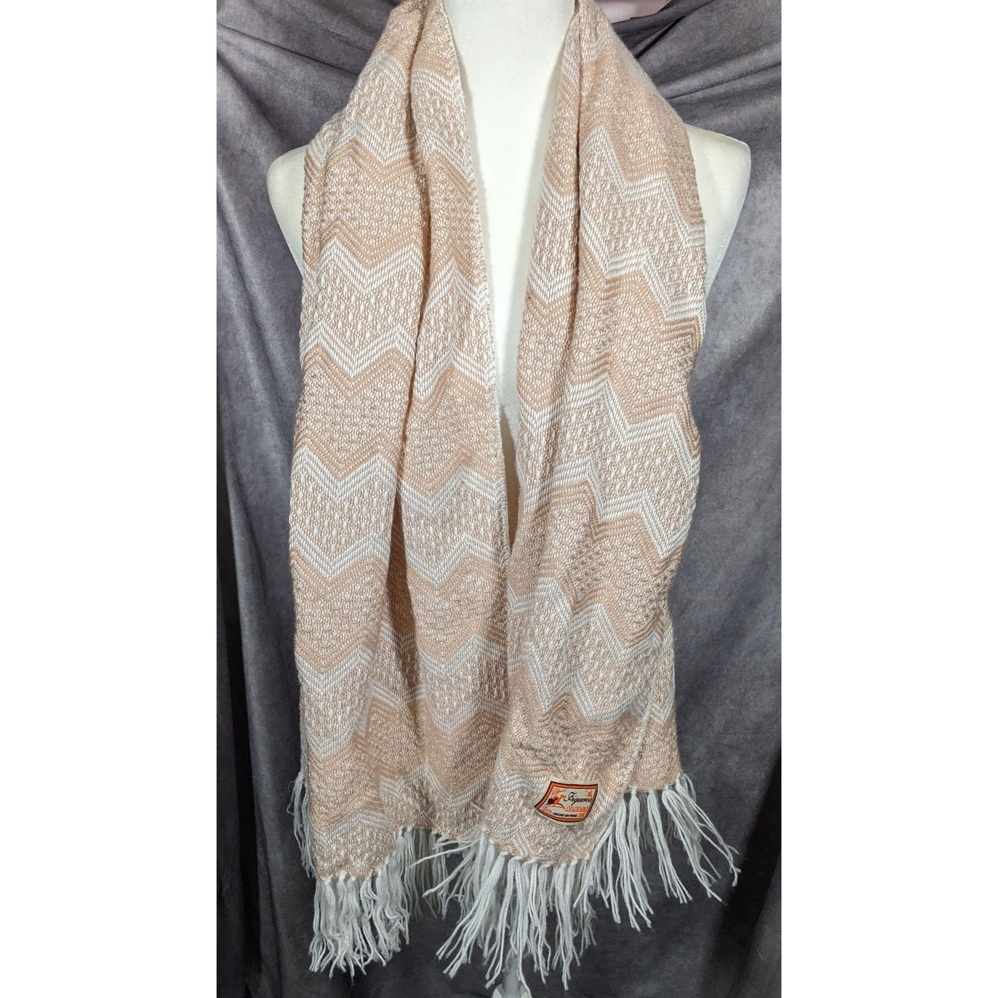 Other Figueroa Genuine Alpaca Peruvian Cream Chevron Scarf Size ONE SIZE - 6 Thumbnail