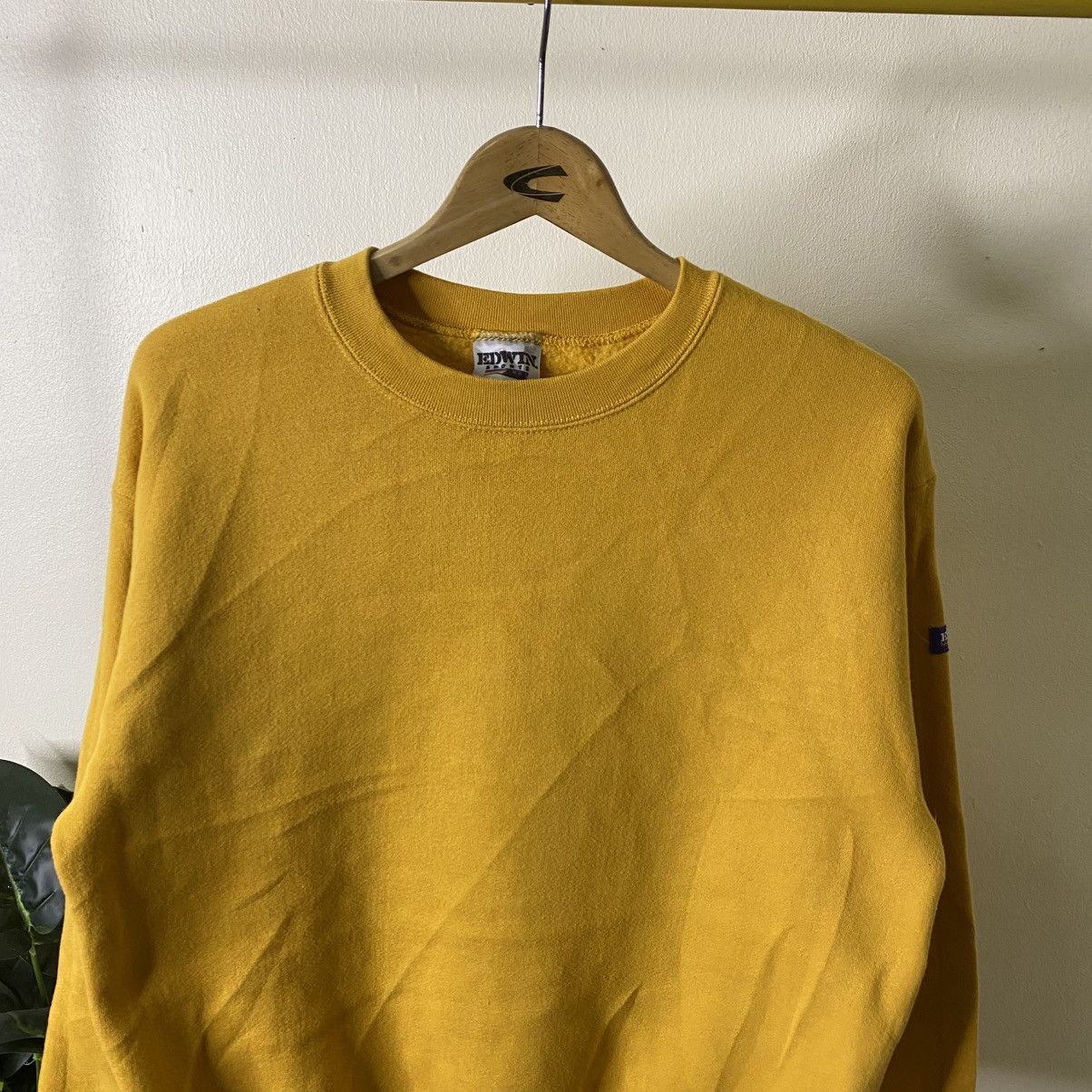Edwin Vintage 1990s Edwin Yellow Blank Sweatshirt Size US M / EU 48-50 / 2 - 2 Thumbnail