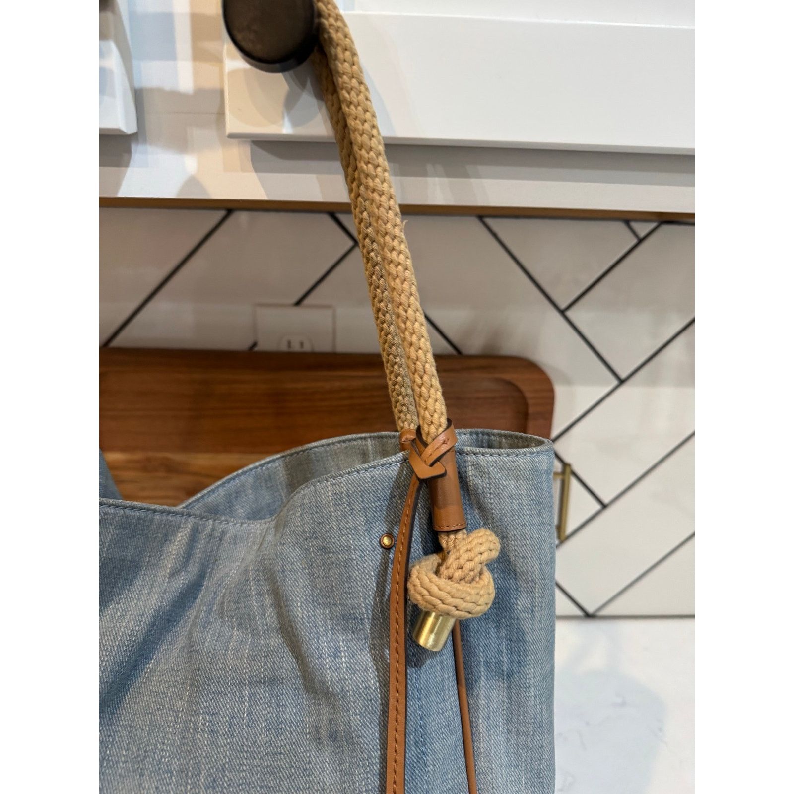 Michael Kors Michael Kors Isla Large Grab Bag denim twisted rope handles Size ONE SIZE - 8 Thumbnail