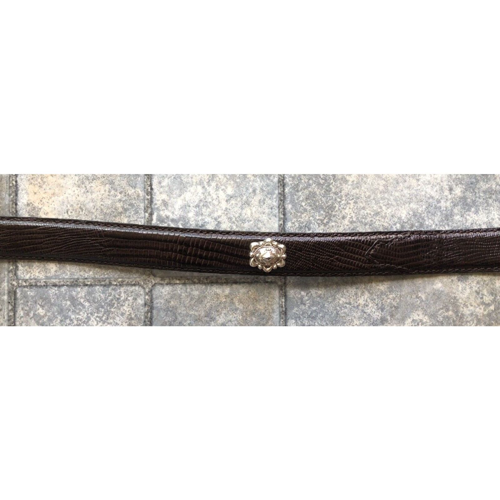 Buckle Black VINTAGE Crumrine Belt Womens XL Black Studded Buckle Western Hippie Southwestern Designer Hipster Chelsea Collections ~45in Size ONE SIZE - 7 Thumbnail