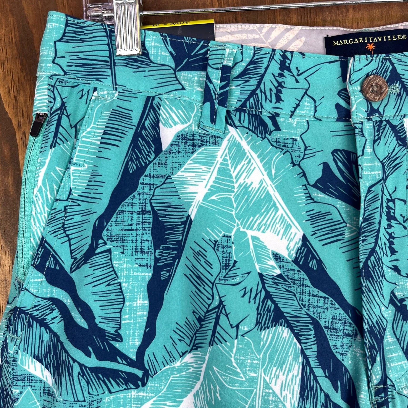 Vintage Margaritaville Mens Shorts Turquoise UPF 30+ Quick Dry 4 Way Stretch (S) 30 Bermuda Casual Beach Size US 30 / EU 46 - 2 Thumbnail