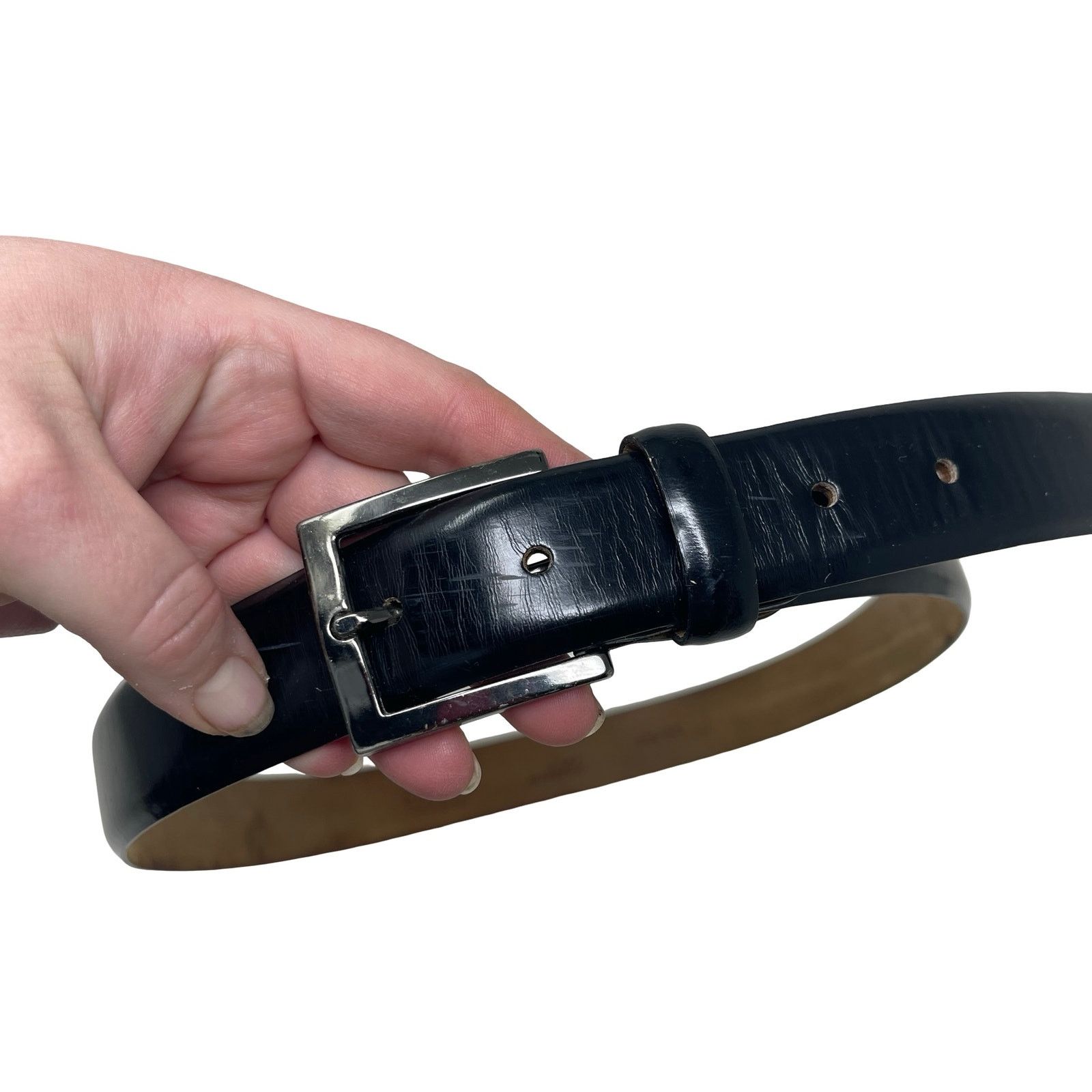 Canali Canali Men's Shiny Smooth Leather Belt Sz 48/85 Size ONE SIZE - 4 Thumbnail