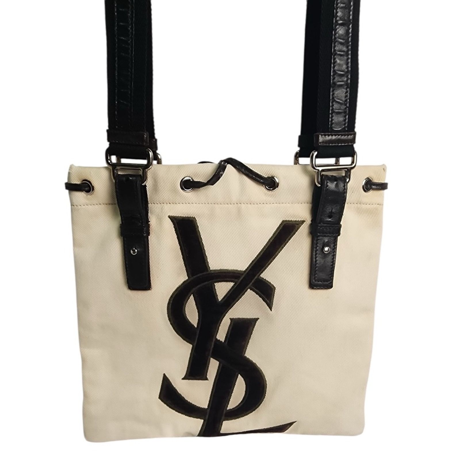 Yves Saint Laurent Yves Saint Laurent YSL Brown Cream Kahala Tote Messenger Bag Size ONE SIZE - 3 Thumbnail