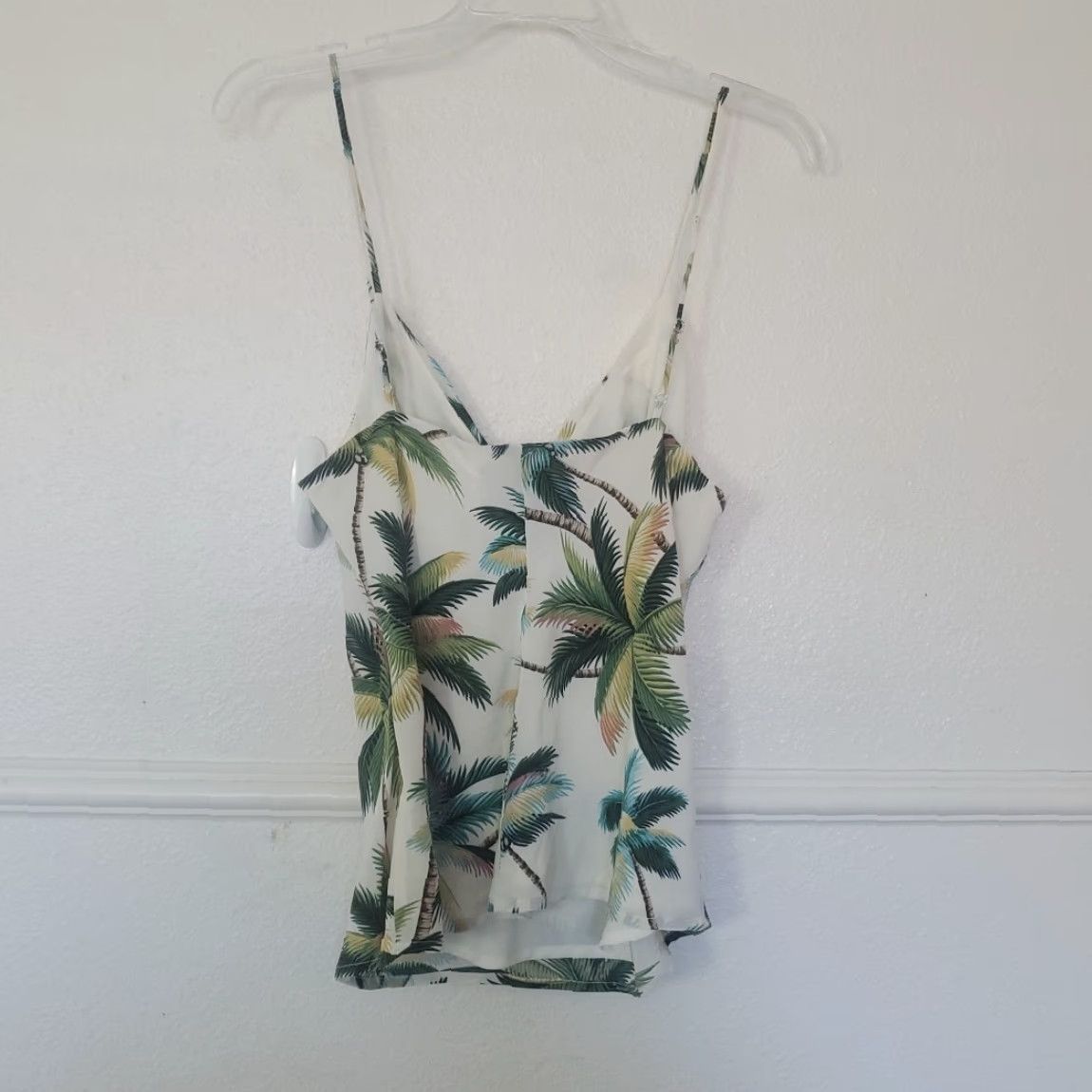 VINTAGE Le Superbe Silk Top Lined Club Tropicana Coconut Palm Trees Tank Side Zip Sz 8