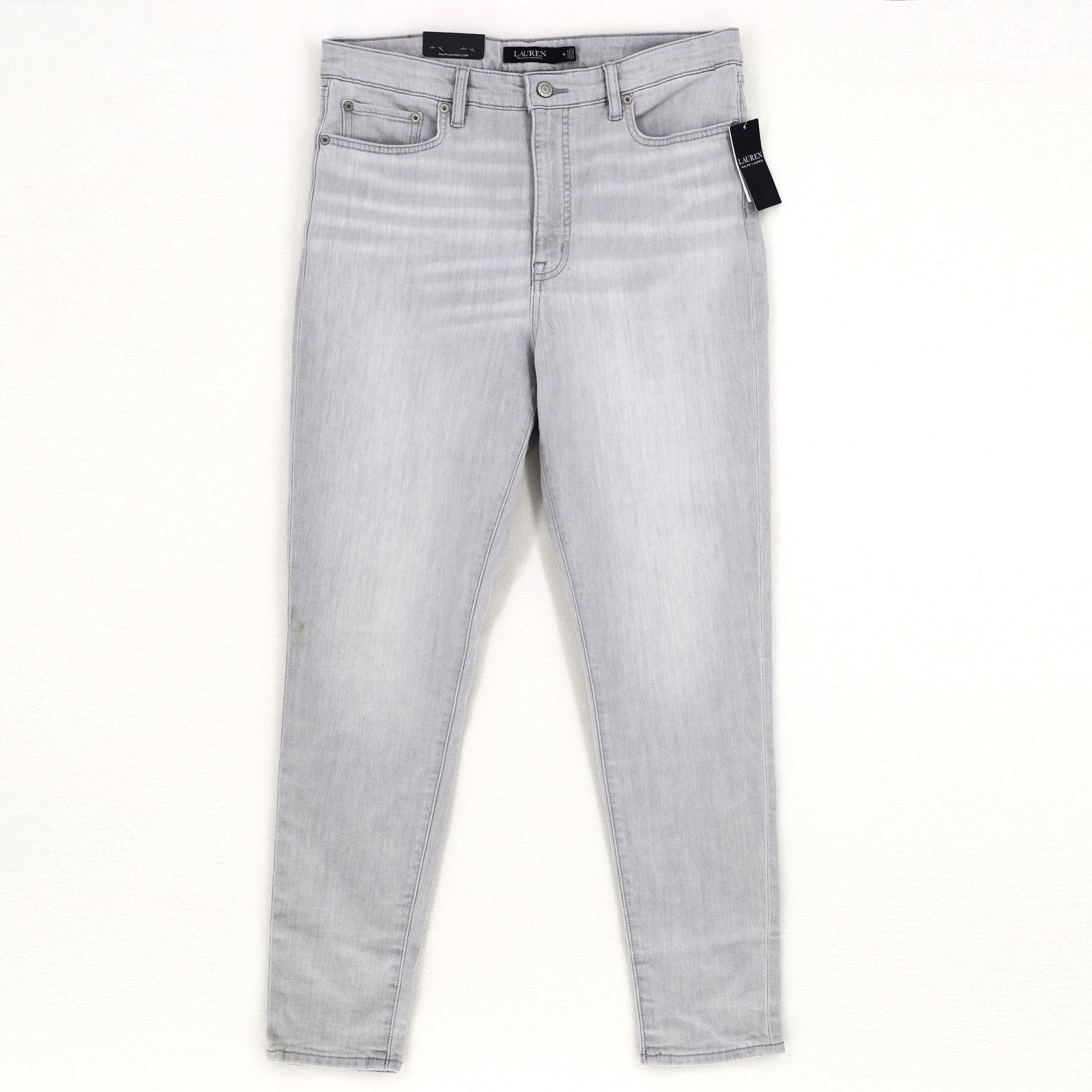 Ralph Lauren Women Grey Cotton Skinny Leg Ankle Jeans US 14