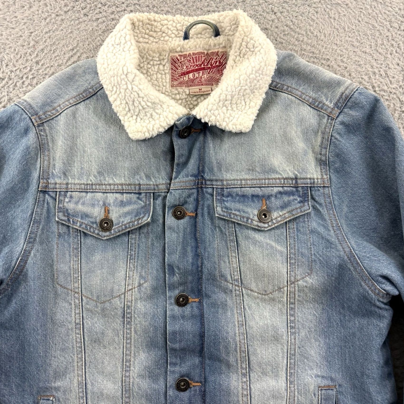 Denime Brooklyn Cloth Jacket Mens Medium Denim Sherpa Lined Trucker Button Outdoor Jacket Size US M / EU 48-50 / 2 - 3 Thumbnail