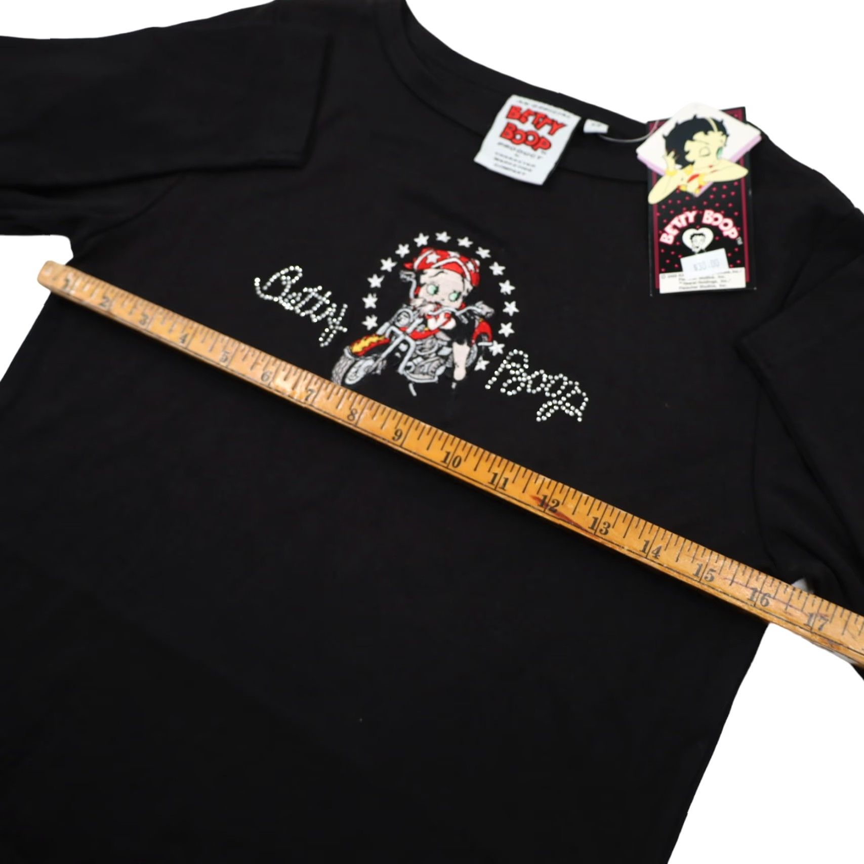 Vintage VINTAGE Betty Boop Womens XS Embroidered Motorcycle Rhinestone T Shirt Size XS / US 0-2 / IT 36-38 - 6 Thumbnail
