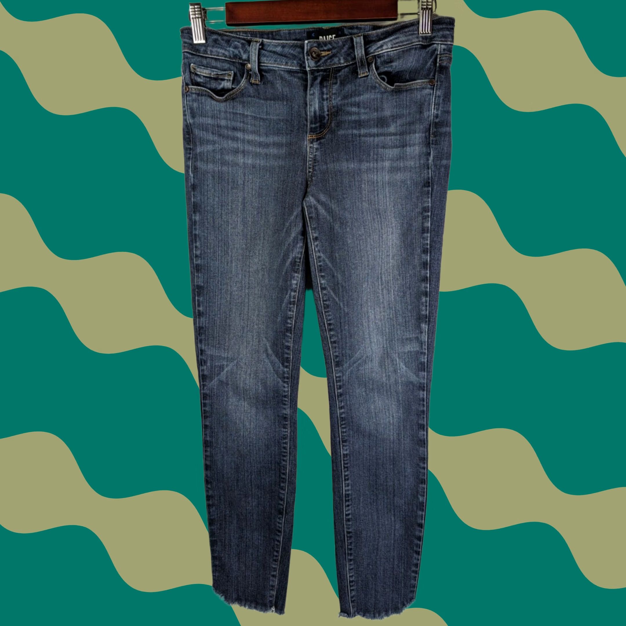 Paige Paige Verdugo Jeans Ankle Blue 27 Skinny Women Denim Raw Hem Belt Loops 5-Pocket Made in USA Size 27" / US 4 / IT 40 - 1 Thumbnail