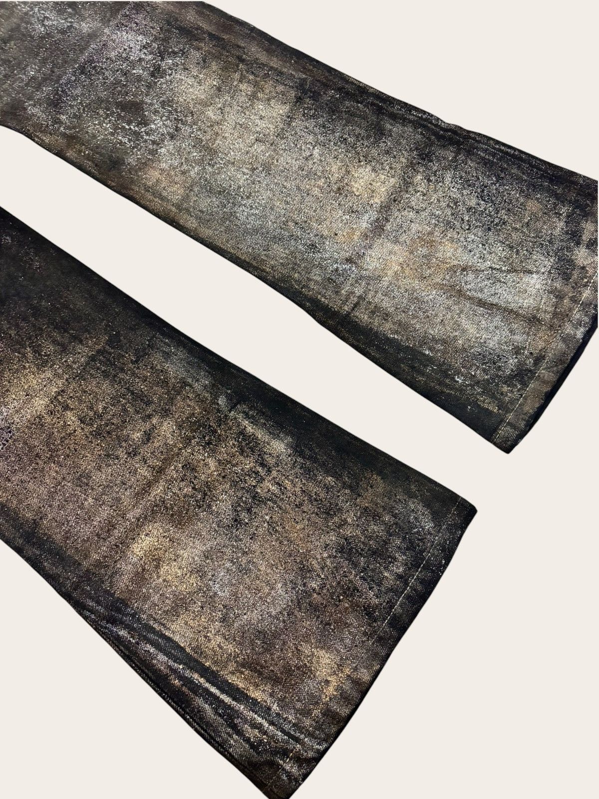 Tornado Mart Japan Denim Dior Waxed Jeans Inspired Gold Dust Flared Size US 33 - 6 Thumbnail