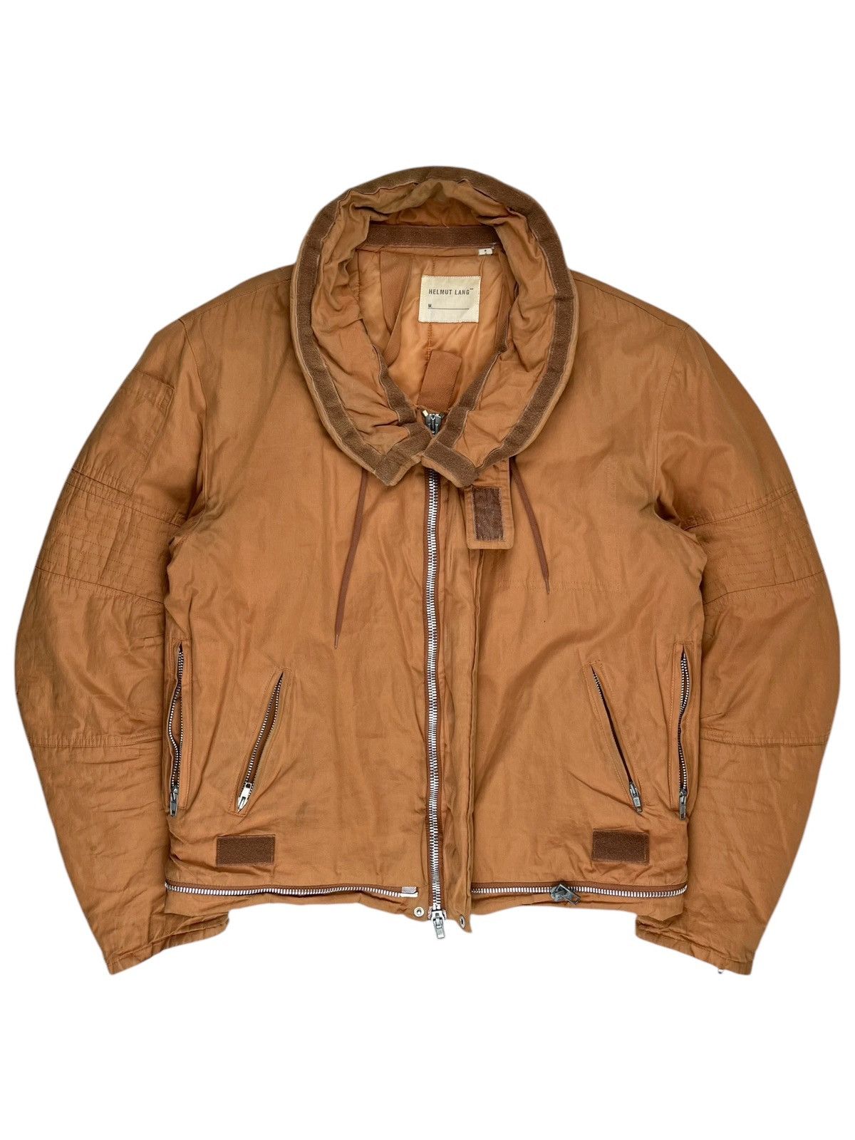 AW99 Helmut Lang Fur Astro Biker Jacket Runway Iron Orange