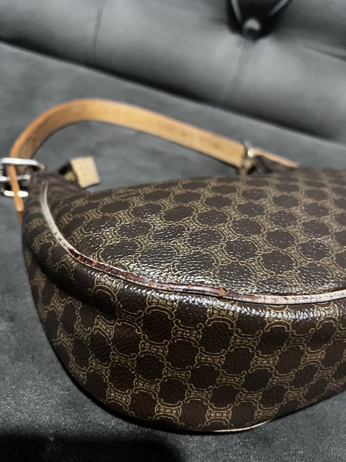 Celine Authentic CELINE Canvas Calfskin Macadam Hobo Shoulder Bag Size ONE SIZE - 11 Thumbnail