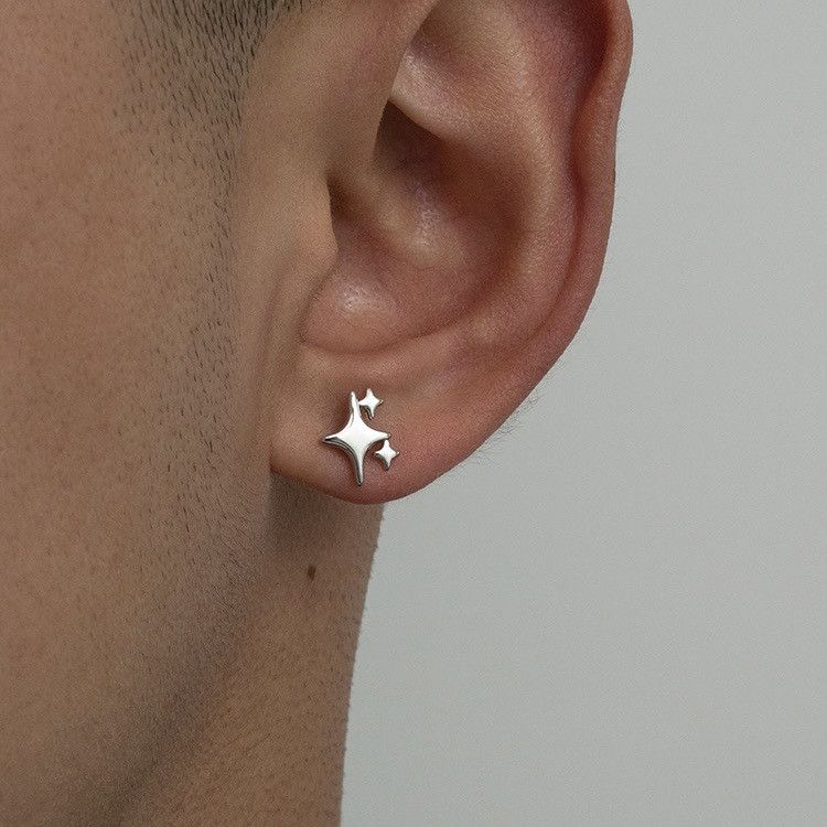 Jewelry × Sterling Silver Star Rare Earrings One Pairs Chrome Jewelry Size ONE SIZE - 2 Thumbnail