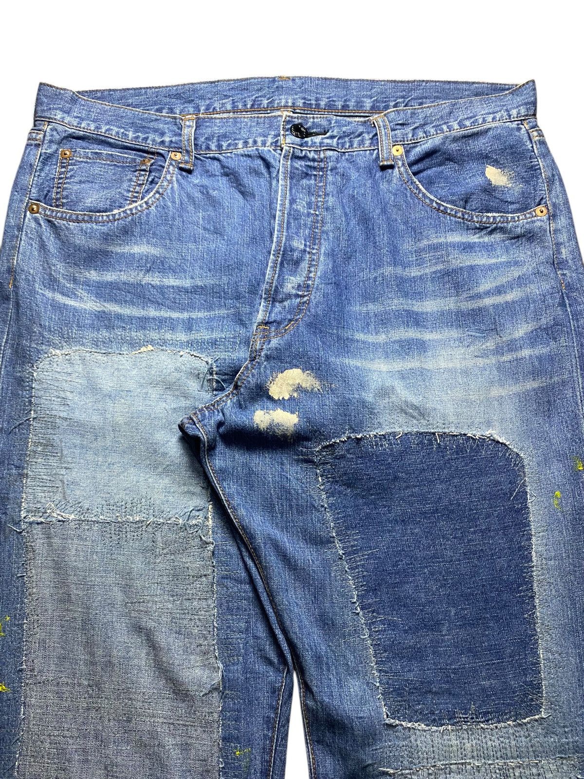 Japanese Brand Vintange Tendor Shashiko Boro Patched Distressed Loose Jeans Size US 36 / EU 52 - 3 Thumbnail