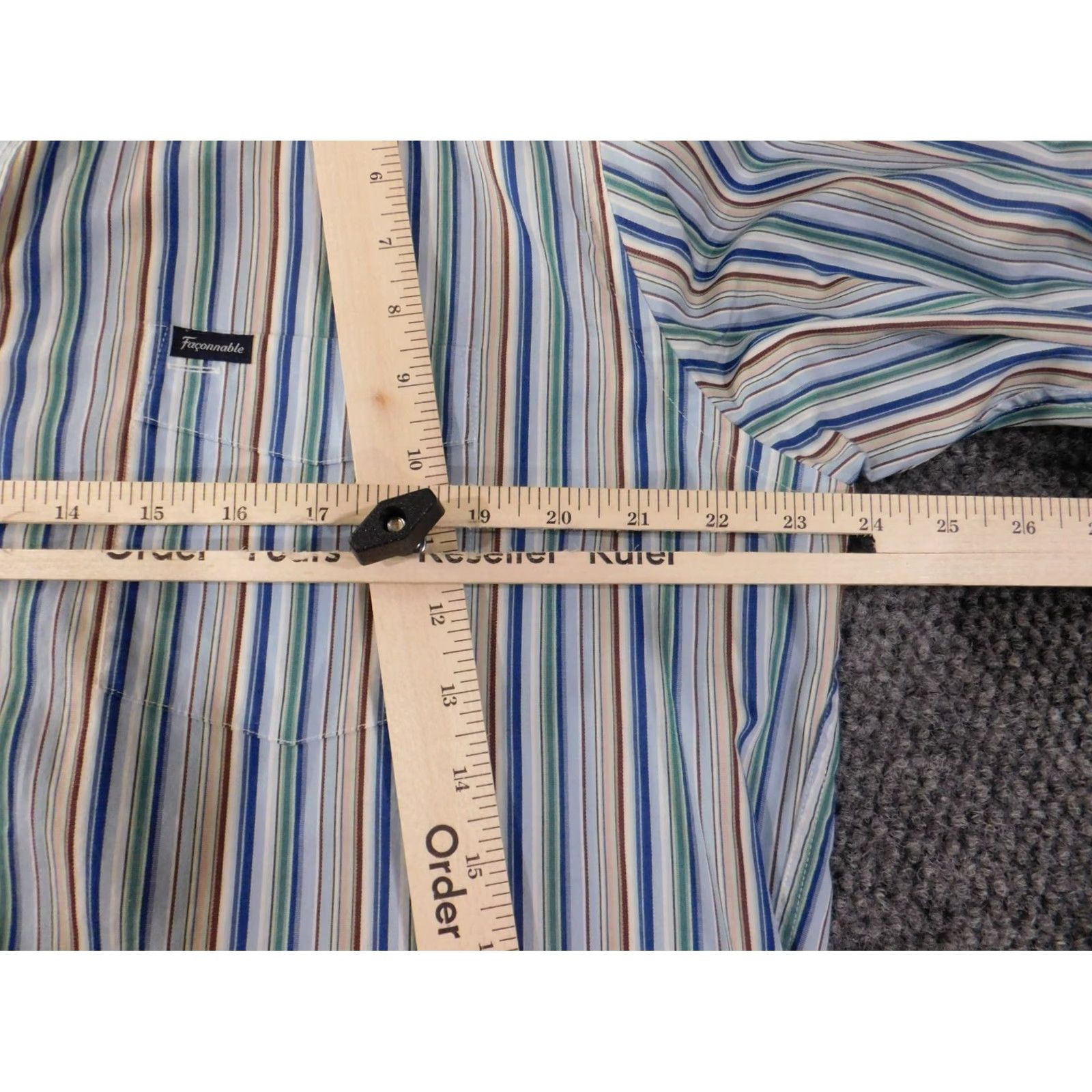 Faconnable Façonnable Shirt XL Blue Striped Button-Up Men Regular Knit Cotton Button-Down collar Vintage No Size US XL / EU 56 / 4 - 4 Thumbnail