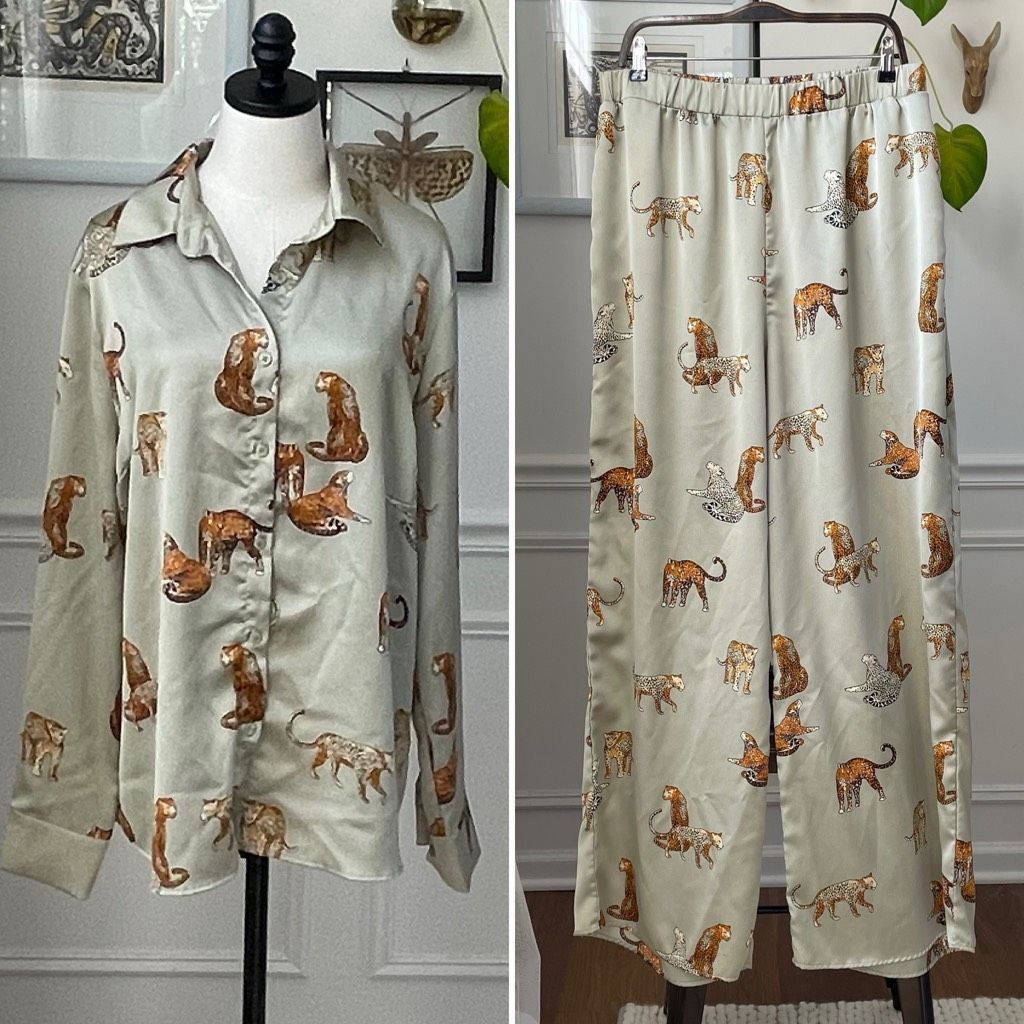 Other NWOT Good Times USA My Remedy Pant Top Set Sage Green Cheeta Size XL / US 12-14 / IT 48-50 - 2 Thumbnail