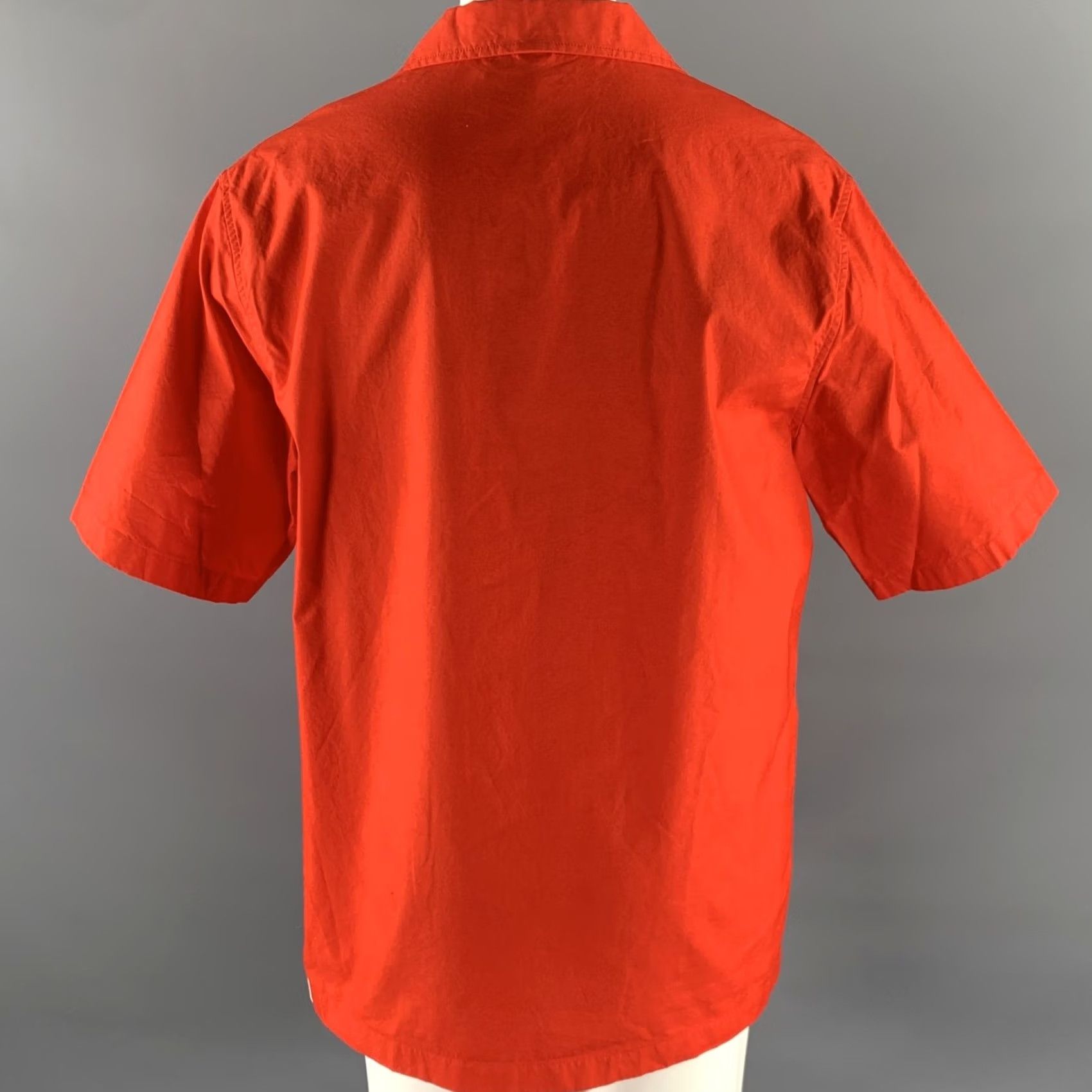 Jil Sander JIL SANDER Camp Shirt Size L Red Cotton Short Sleeve Size US L / EU 52-54 / 3 - 4 Thumbnail