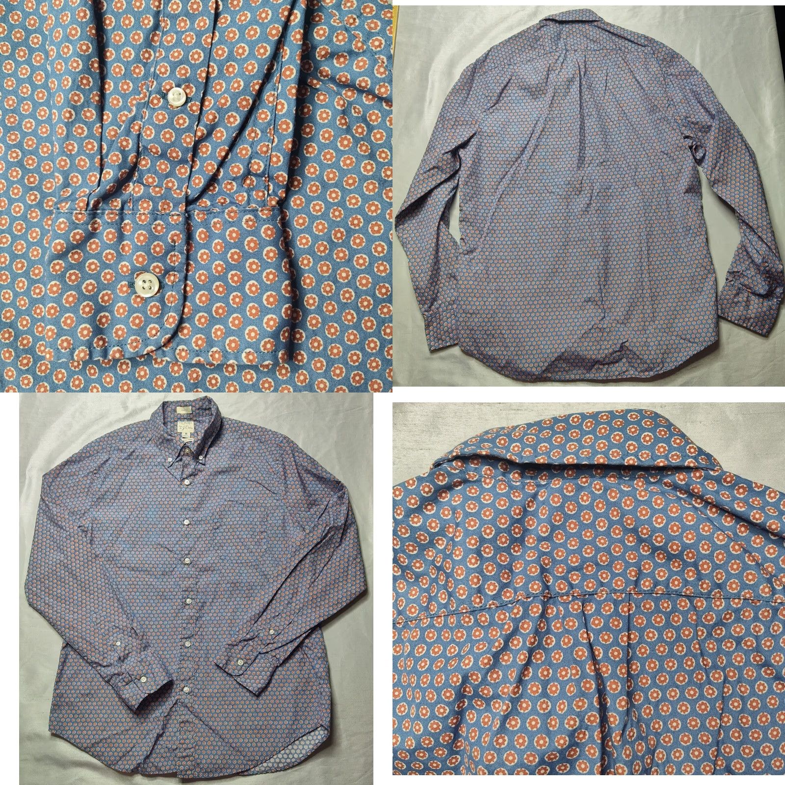 J.Crew J. CREW CLASSIC Organic Cotton Blue Brown Geo Button-Up Shirt - Men Medium Size US M / EU 48-50 / 2 - 9 Thumbnail