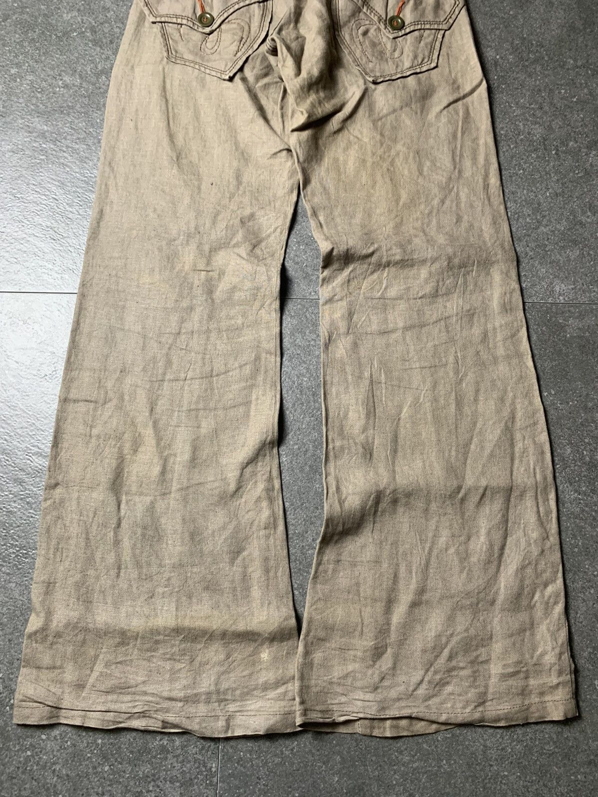 If Six Was Nine 2000s Et Boite Japan Linen Flared Pants Like GOA Size US 27 - 11 Thumbnail