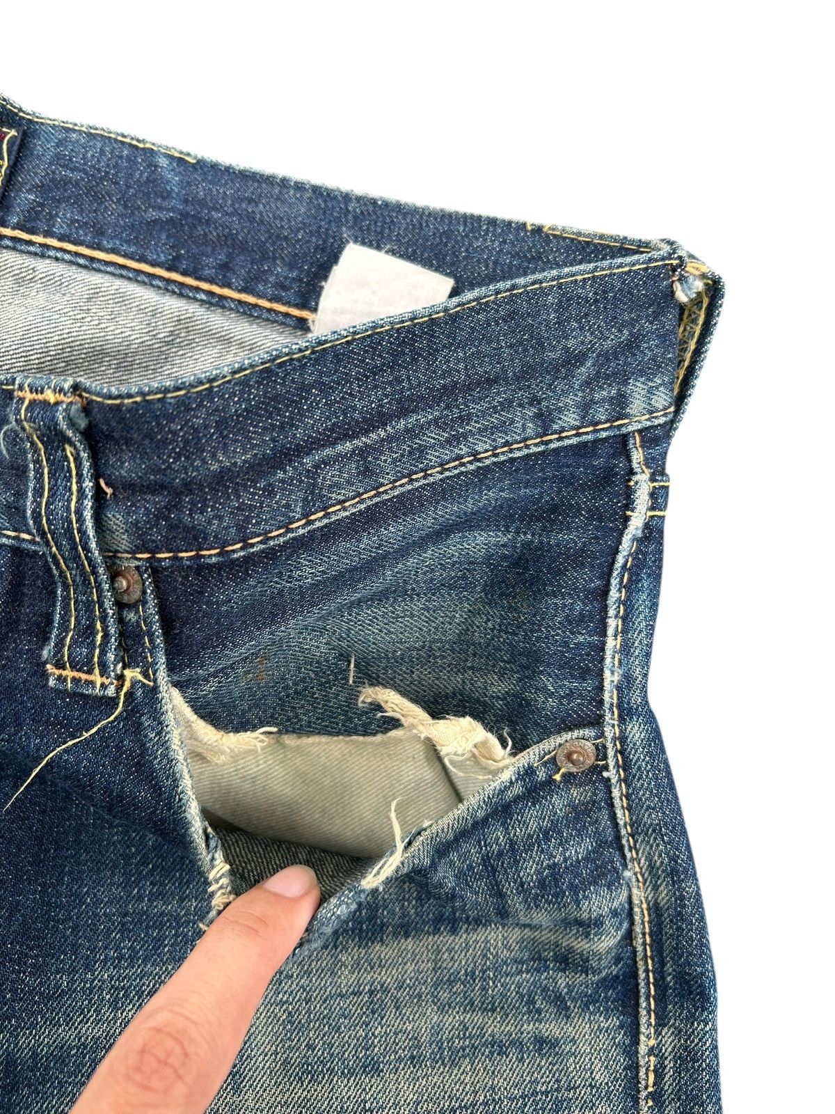 Kapital Vintage Japanese Brand CINAME Selvedge Distressed Denim Jean Size US 32 / EU 48 - 12 Thumbnail