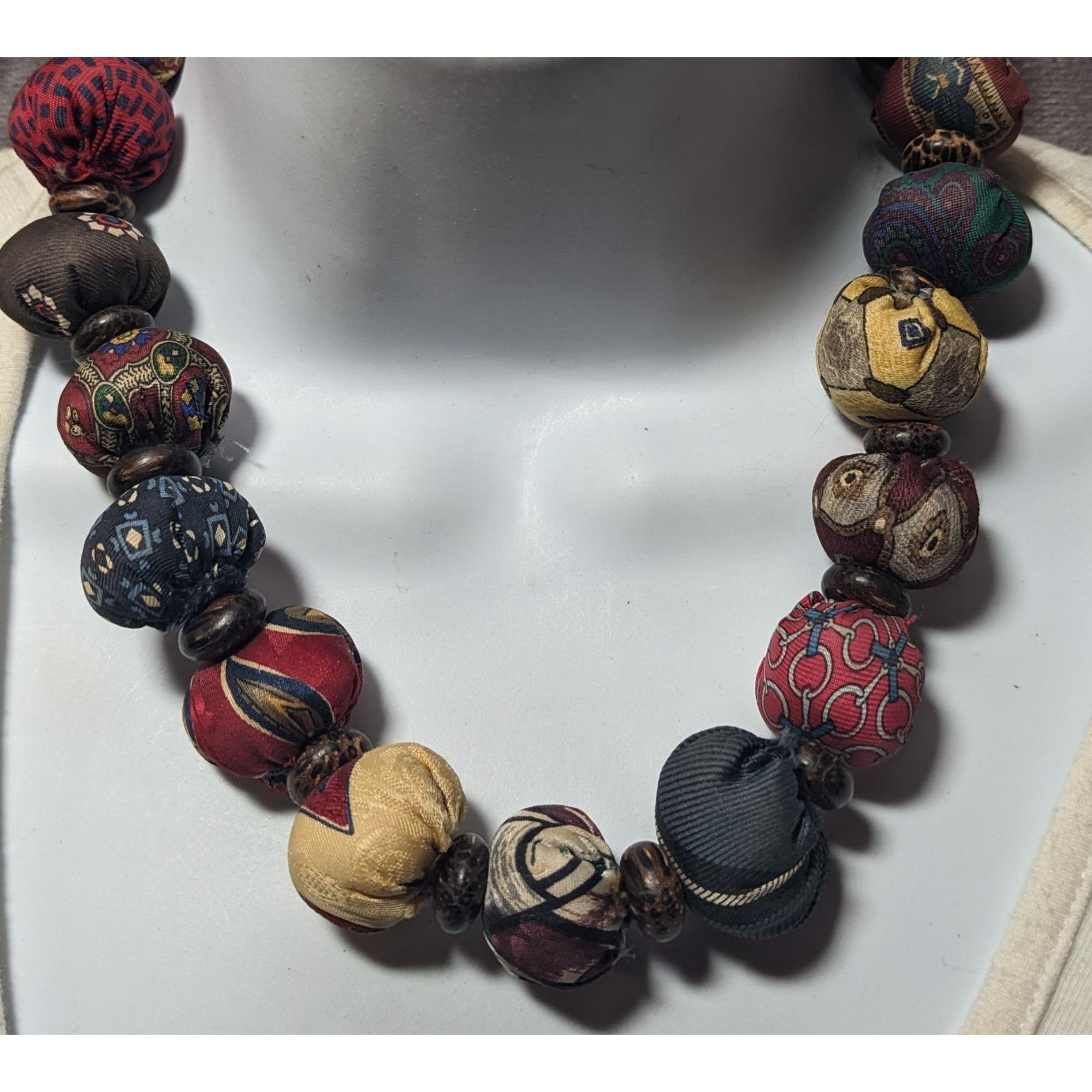 Other Vintage Rustic Silk Kantha Nut Earth Tone Necklace Size ONE SIZE - 5 Thumbnail