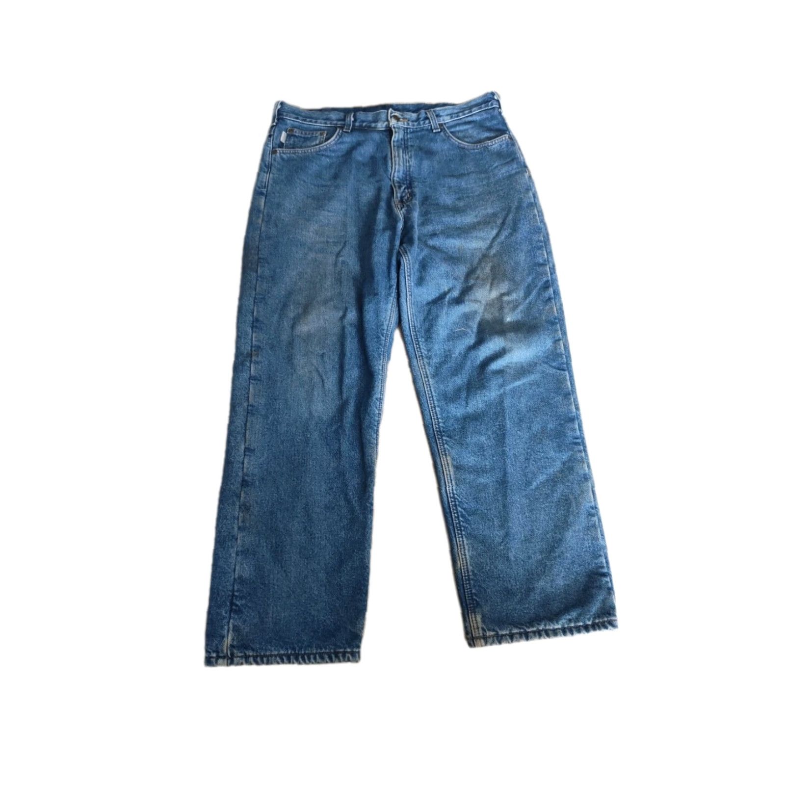 Carhartt VINTAGE Carhartt Jeans Denim Workwear 38x30 Regular Unisex? (Adult) Blue DST B155 Distressed 5-Pocket Zip Closure Workwear Mens Size US 38 / EU 54 - 2 Thumbnail