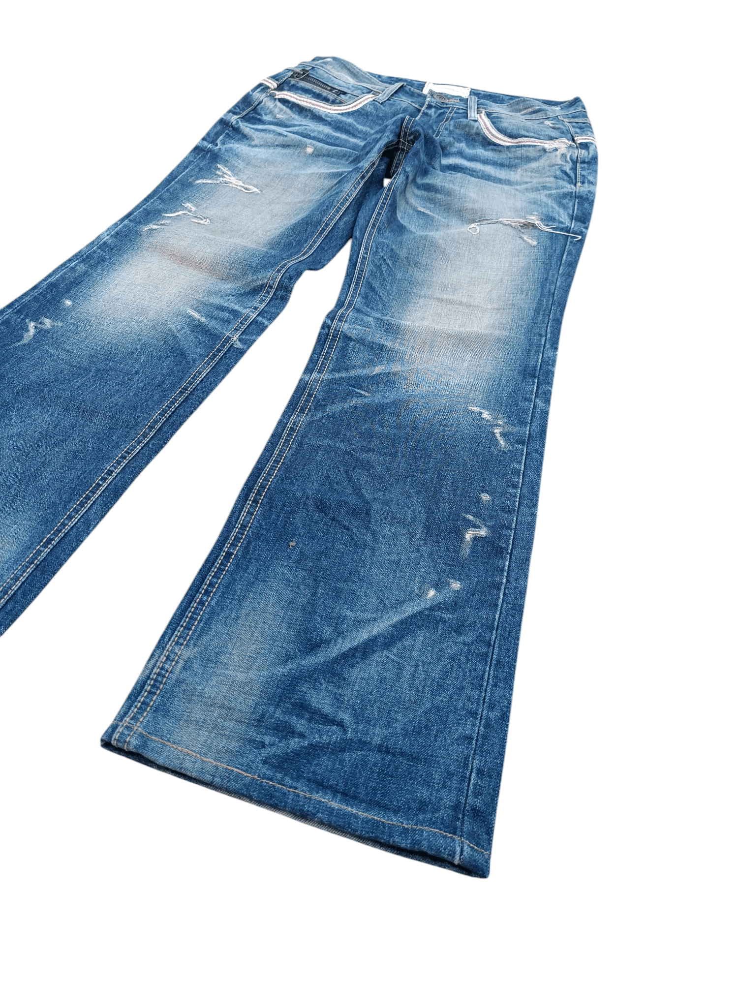 Designer FLARED💥 LOLITA JEANS DISTRESSED WHISKERS DENIM Size US 32 / EU 48 - 3 Thumbnail