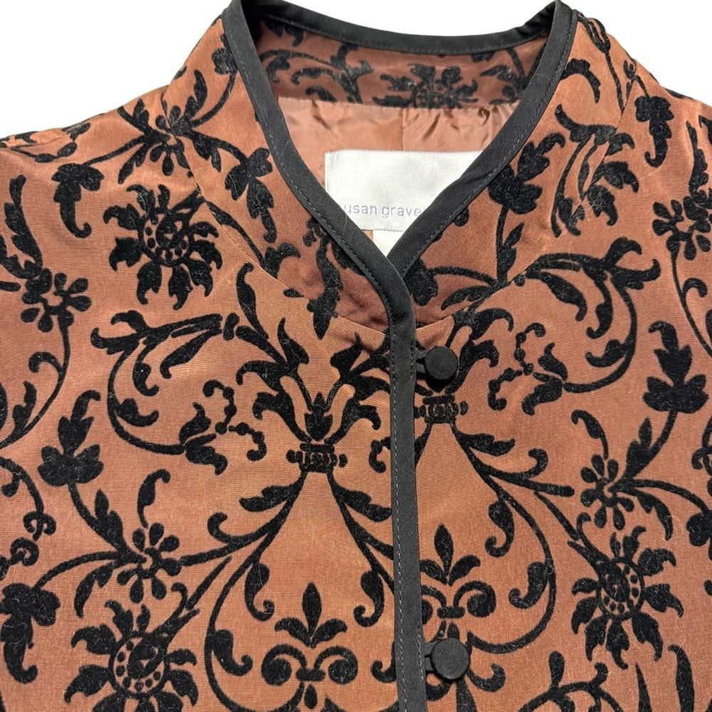 Other Susan Graver Brown Black Floral Velvet Burnout Jacket Size Size L / US 10 / IT 46 - 7 Thumbnail