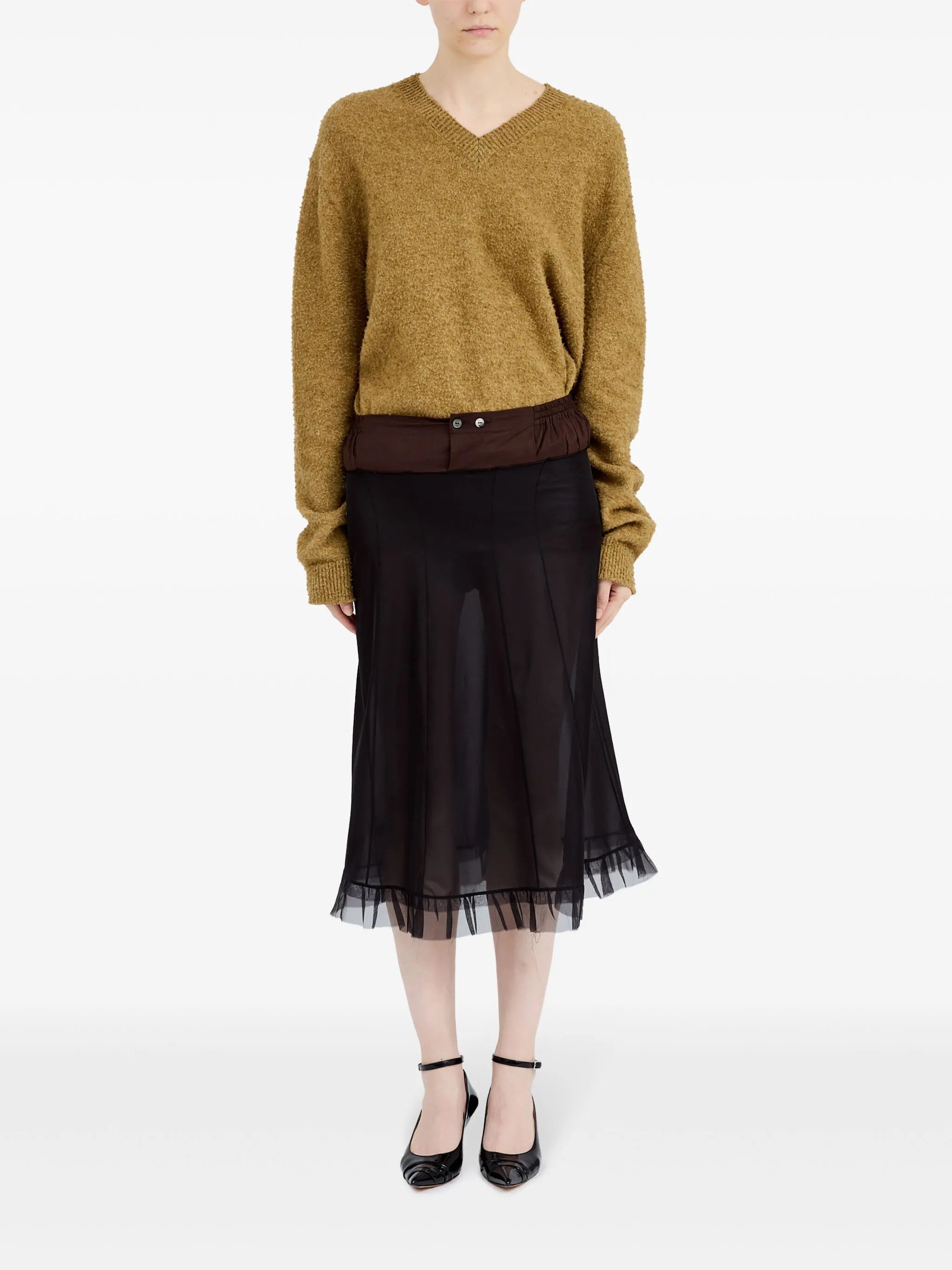 Maison Margiela o1w1db10526 Tulle Midi Skirt in Black Size 28" / US 6 / IT 42 - 2 Thumbnail