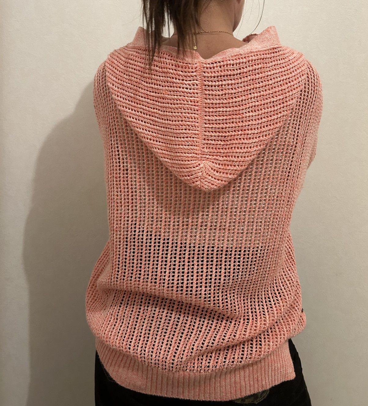 Roberto Collina Roberto Collina Pink Hooded Cardigan Open Knit Linen Size M Size M / US 6-8 / IT 42-44 - 4 Thumbnail