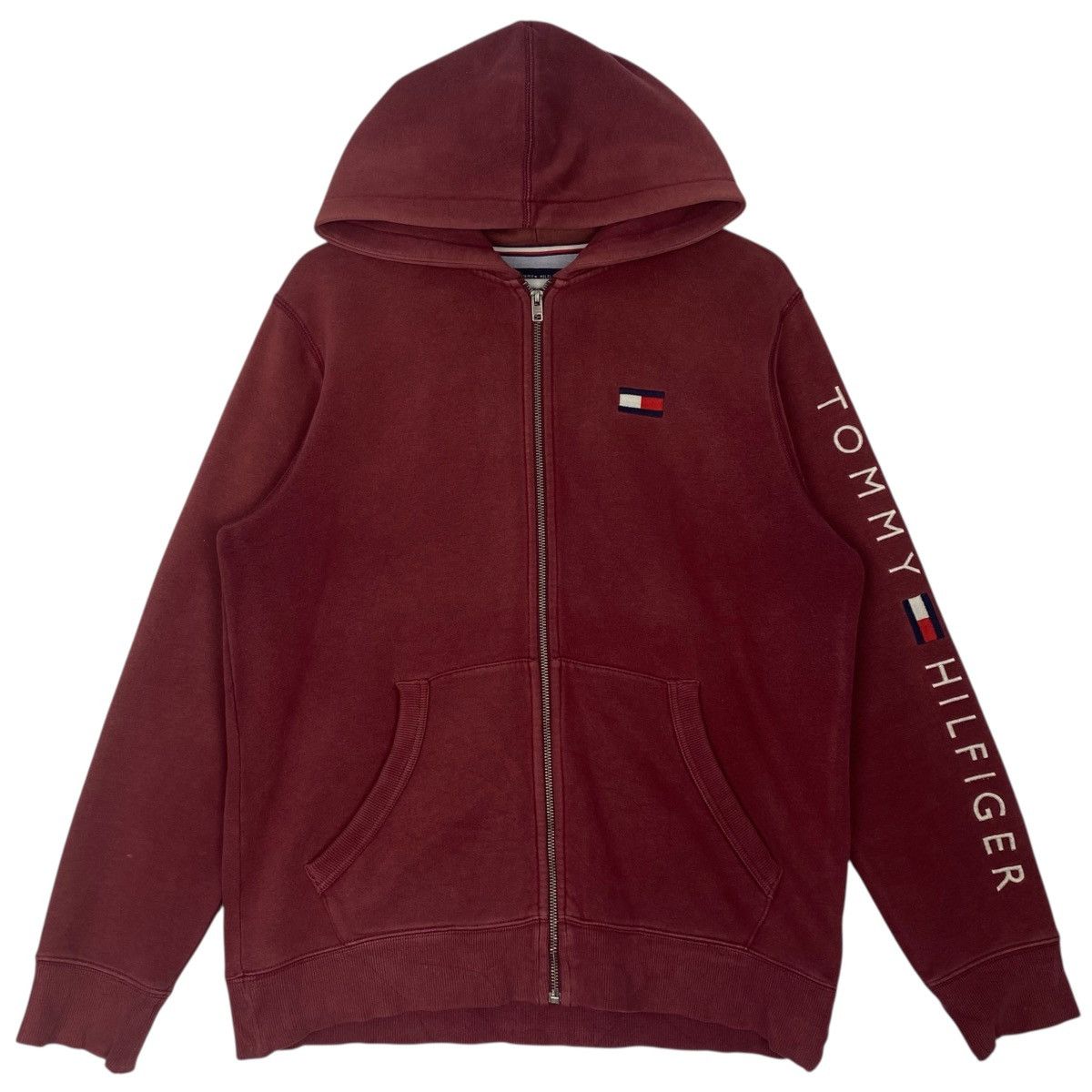Vintage Vintage Tommy Hilfiger Full Zip Hoodie Sweater Red Size L Size US L / EU 52-54 / 3 - 1 Thumbnail