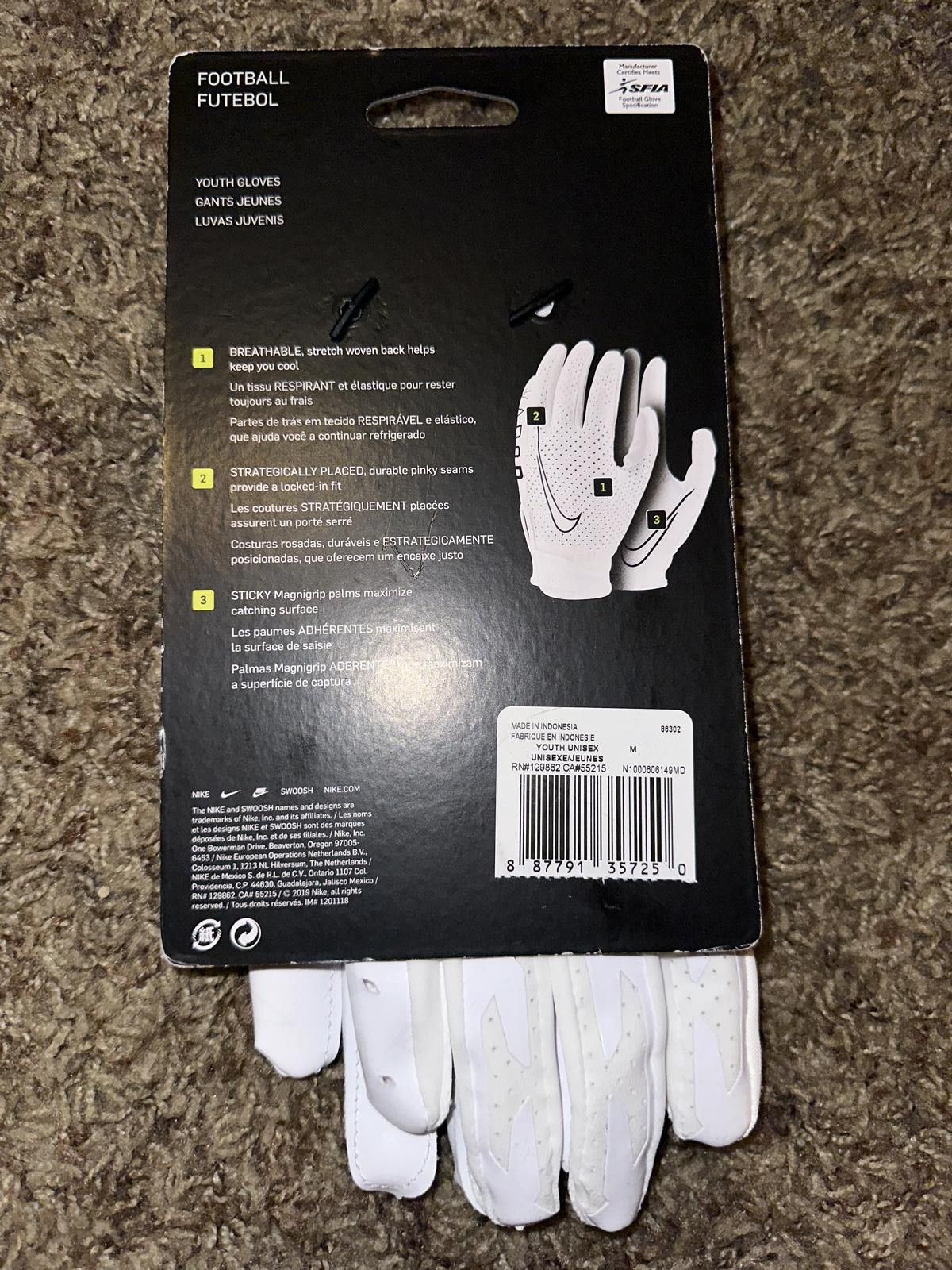 Nike Nike Vapor Jet 6.0 Youth Football Triple White Gloves Size ONE SIZE - 9 Thumbnail