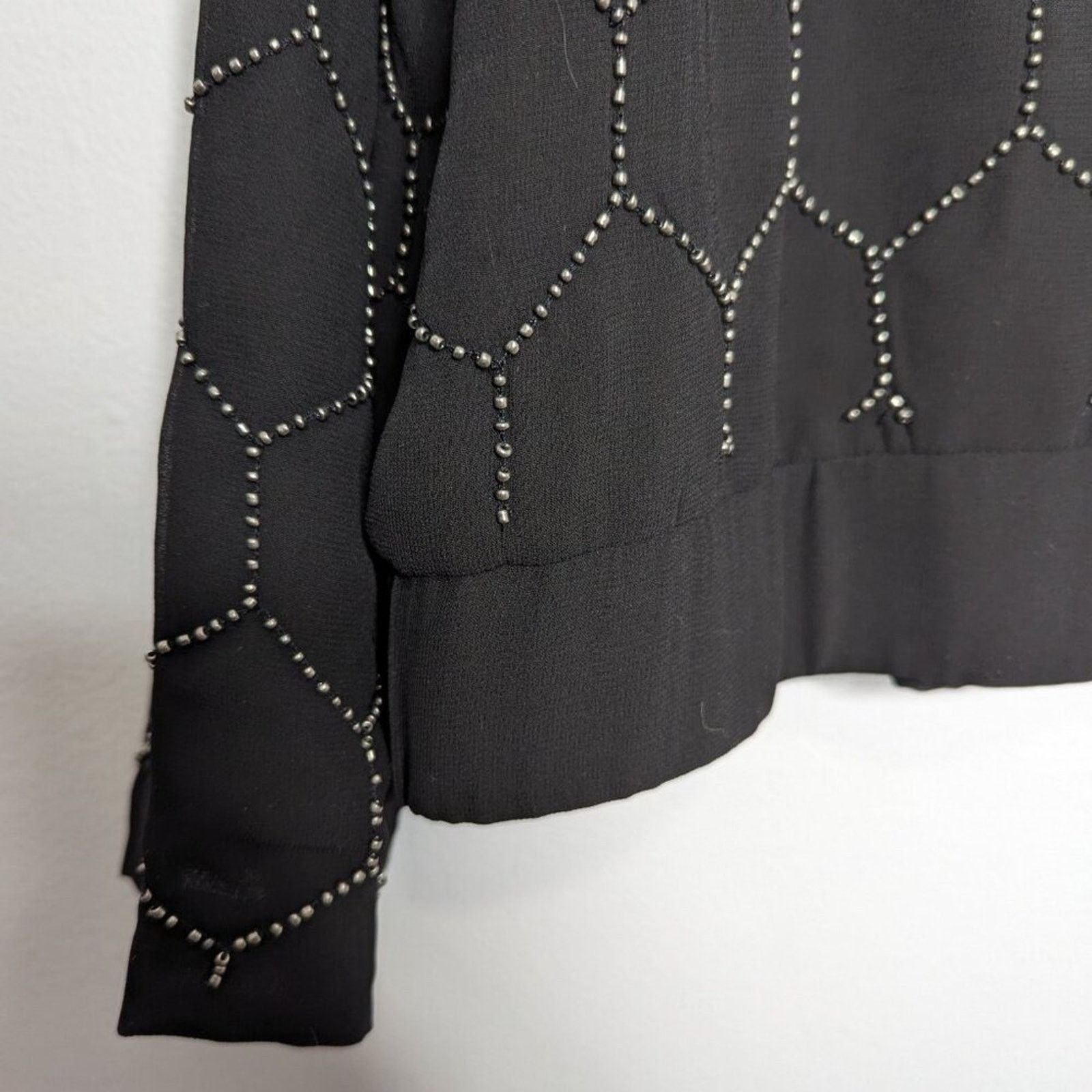 Chicos Chico's Black Long Sleeve Beaded Bomber Jacket Full Zip NWT Size L / US 10 / IT 46 - 6 Thumbnail