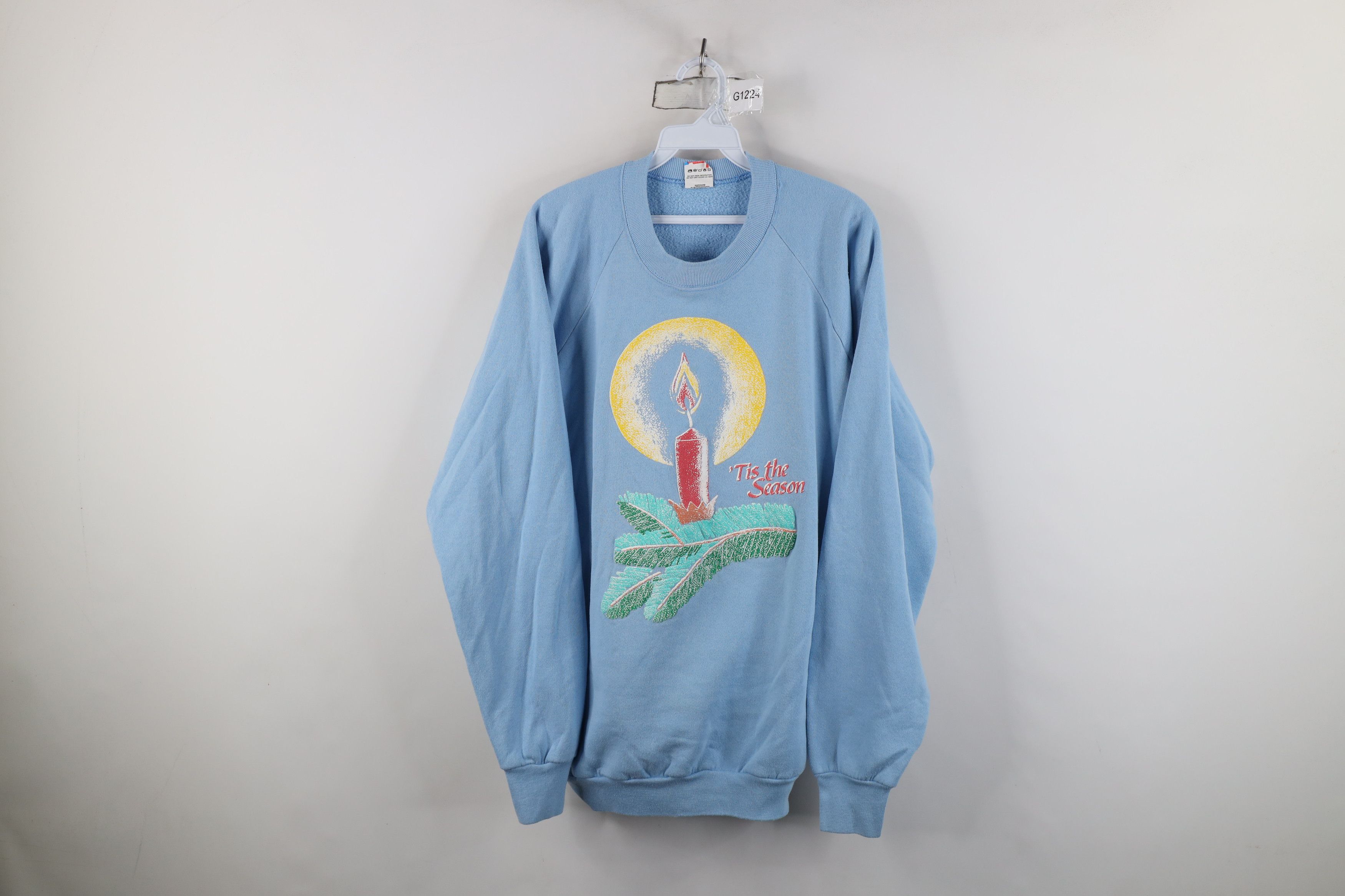Vintage Vintage 80s 90s The Season Puff Paint Sweatshirt Blue USA Size XL / US 12-14 / IT 48-50 - 1 Thumbnail