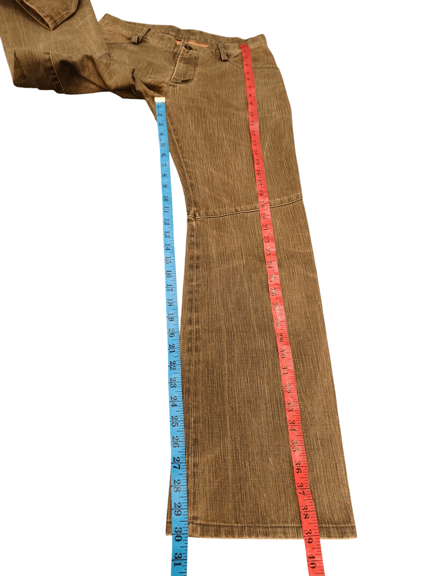If Six Was Nine Flare Jeans Hodinova Japan Brown Orange Denim Bootcut Lgb Size US 30 / EU 46 - 18 Thumbnail