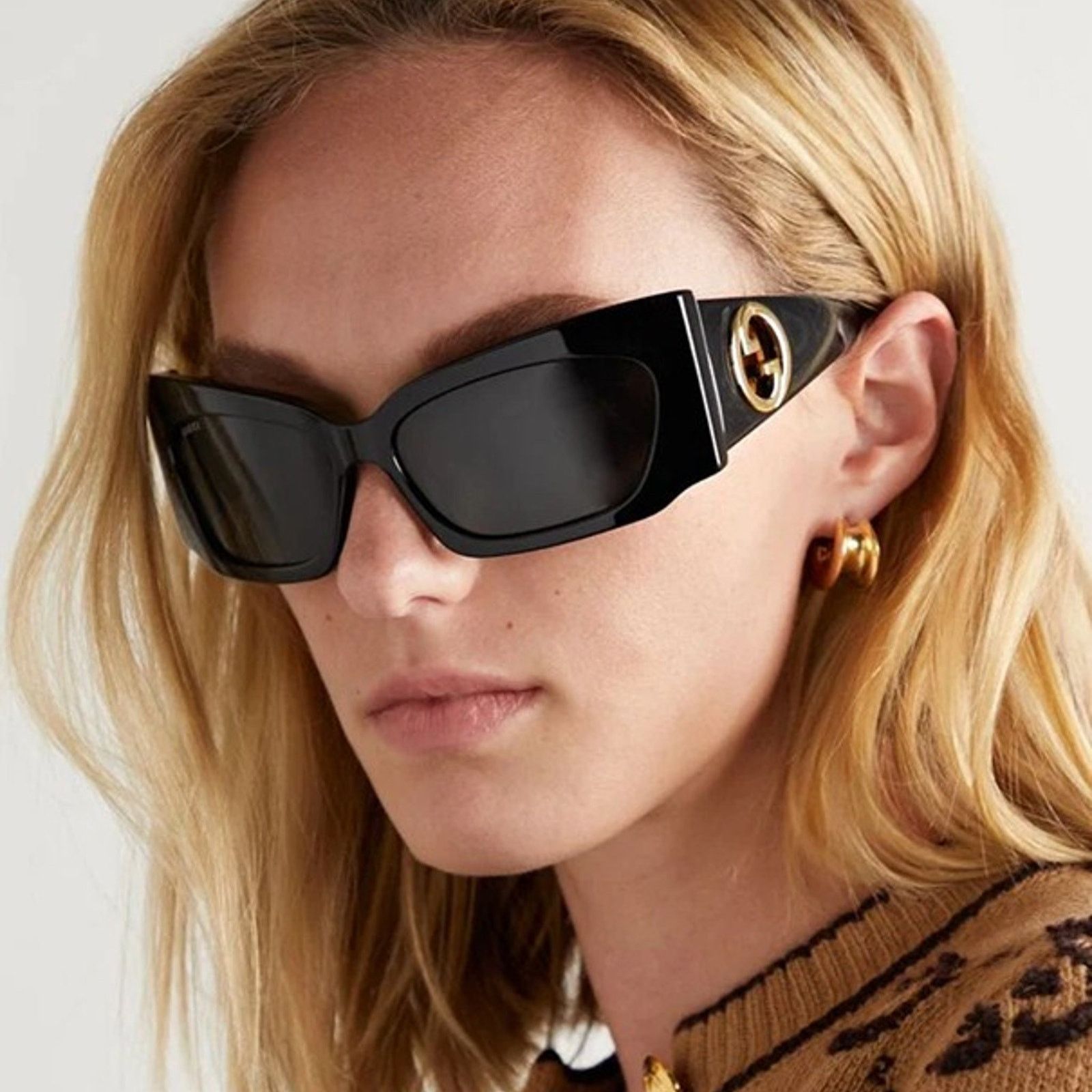 NEW GUCCI GG1203S 001 WITH GOLD CHAIN GUCCI SUNGLASSES Gucci Metal Round Chain Sunglasses GG1203S Gold 1837685  main image 2