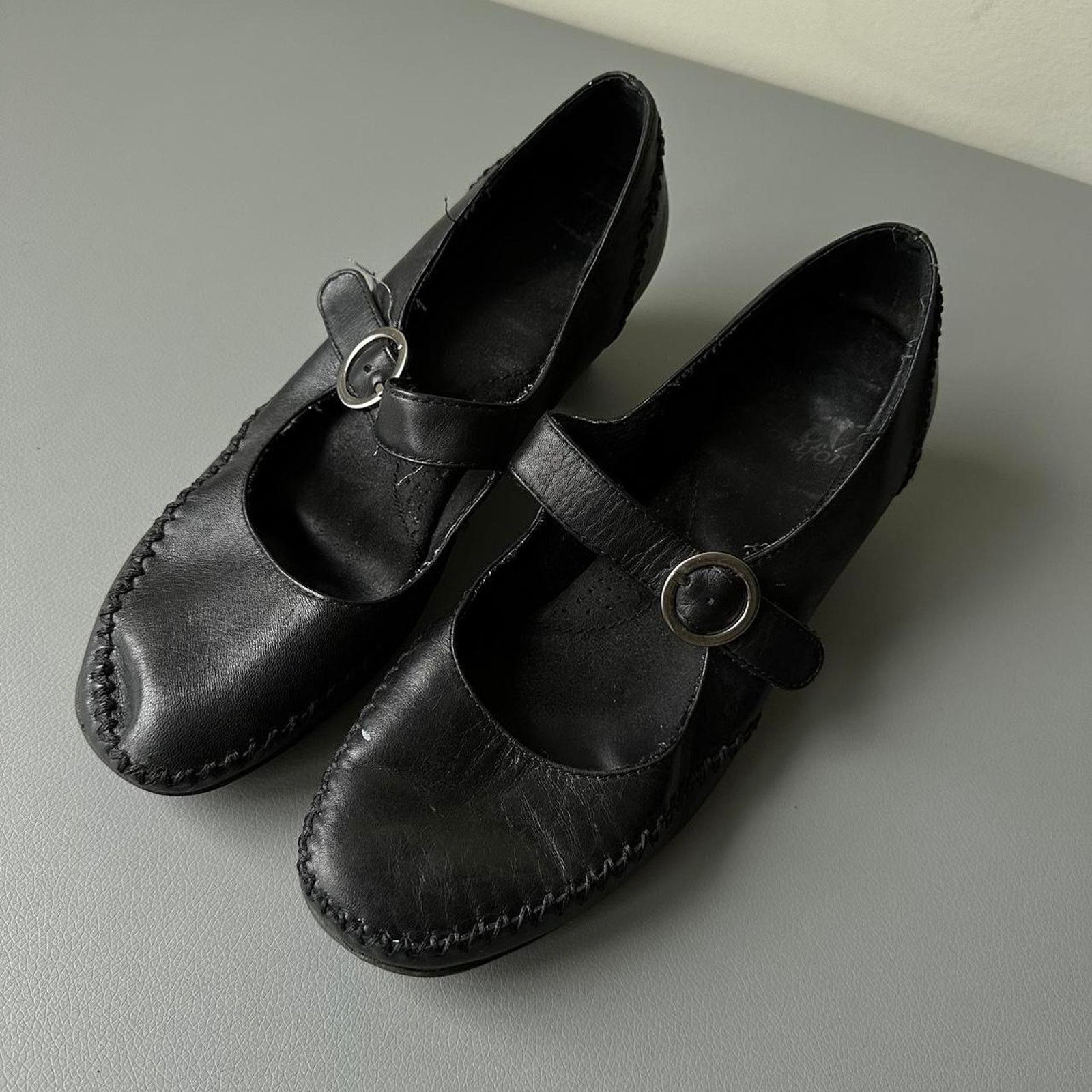 Vintage Vintage Y2K Black Leather Woven Slim Mary Jane Strap Heel Size US 8 / IT 38 - 3 Thumbnail