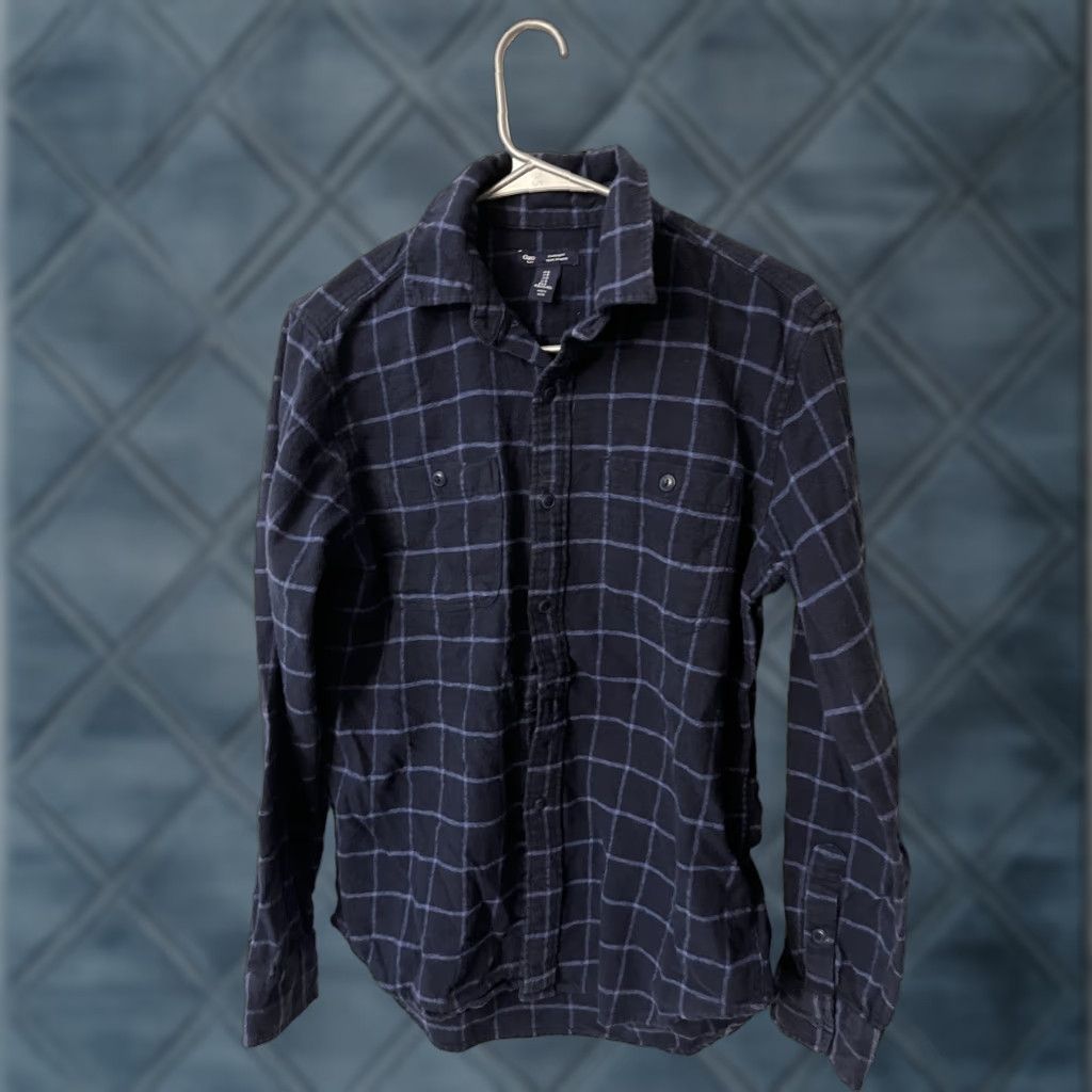 Gap Gap Button-Up Shirt Mens Small Navy Plaid Check Slim Fit Long Sleeve Size US S / EU 44-46 / 1 - 1 Thumbnail
