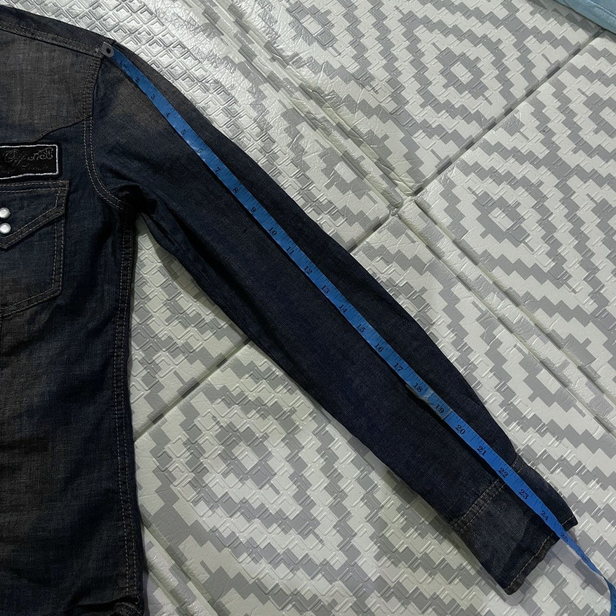 14th Addiction × If Six Was Nine × Le Grande Bleu (L.G.B.) 🔥Anarchy Blue denim snap button patch shirt Size US S / EU 44-46 / 1 - 13 Thumbnail