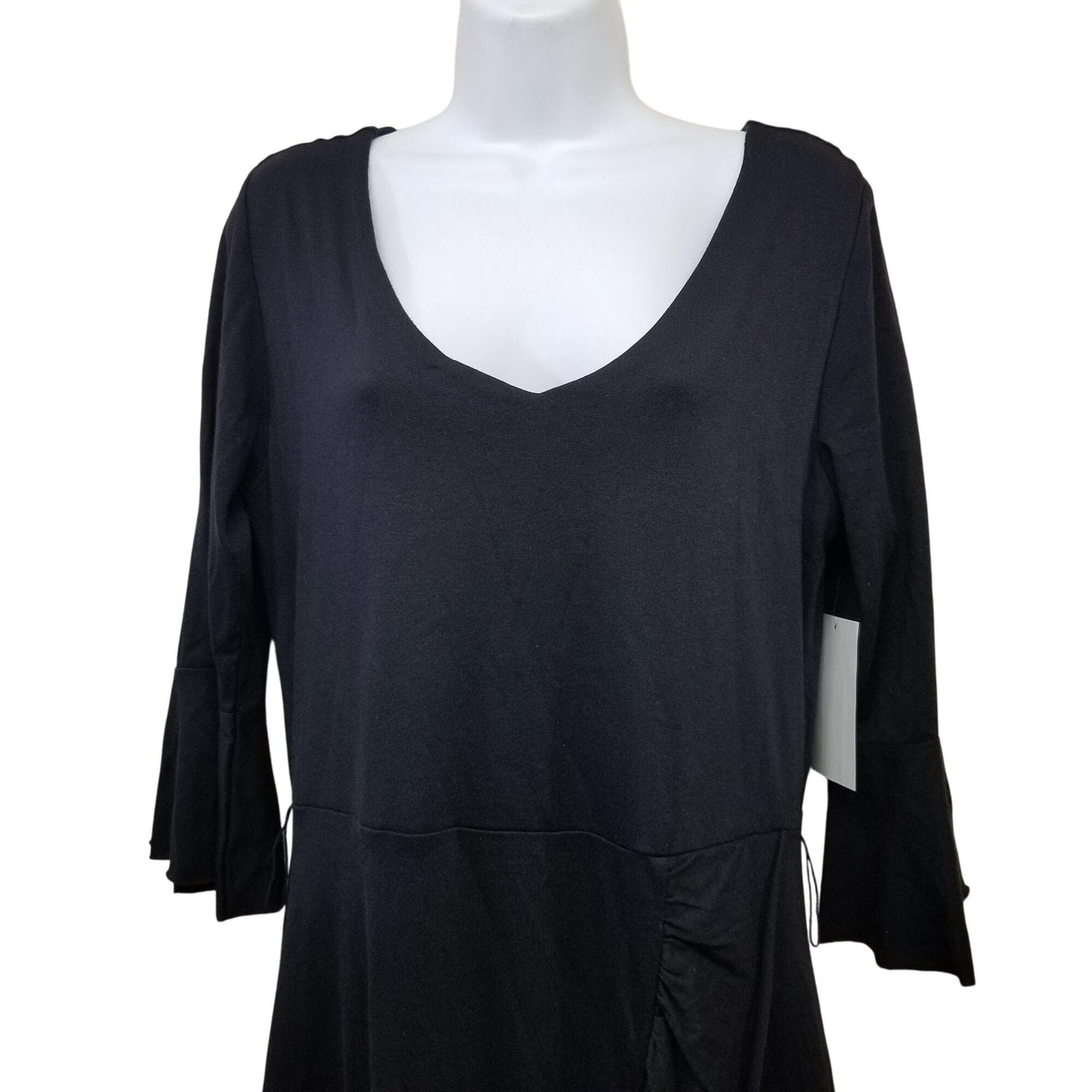 Soft Surroundings Soft Surroundings S Springtime Ruffles Black Dress V Neck St Size S / US 4 / IT 40 - 3 Thumbnail