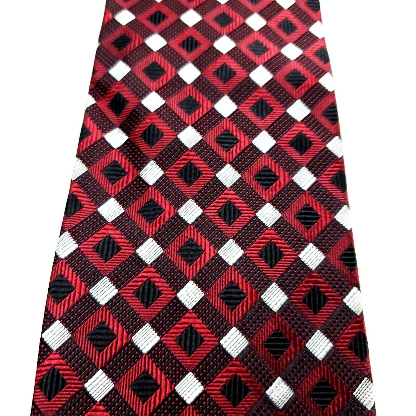 Pierre Cardin Pierre Cardin Silk Tie Red Woven Geometric Short Size ONE SIZE - 2 Thumbnail