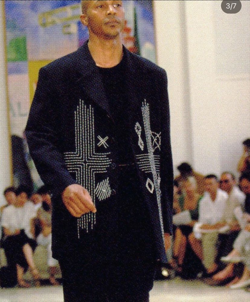 Yohji Yamamoto SS1995 Yohji Yamamoto POUR HOMME sashiko Robin Williams Size US L / EU 52-54 / 3 - 24 Thumbnail