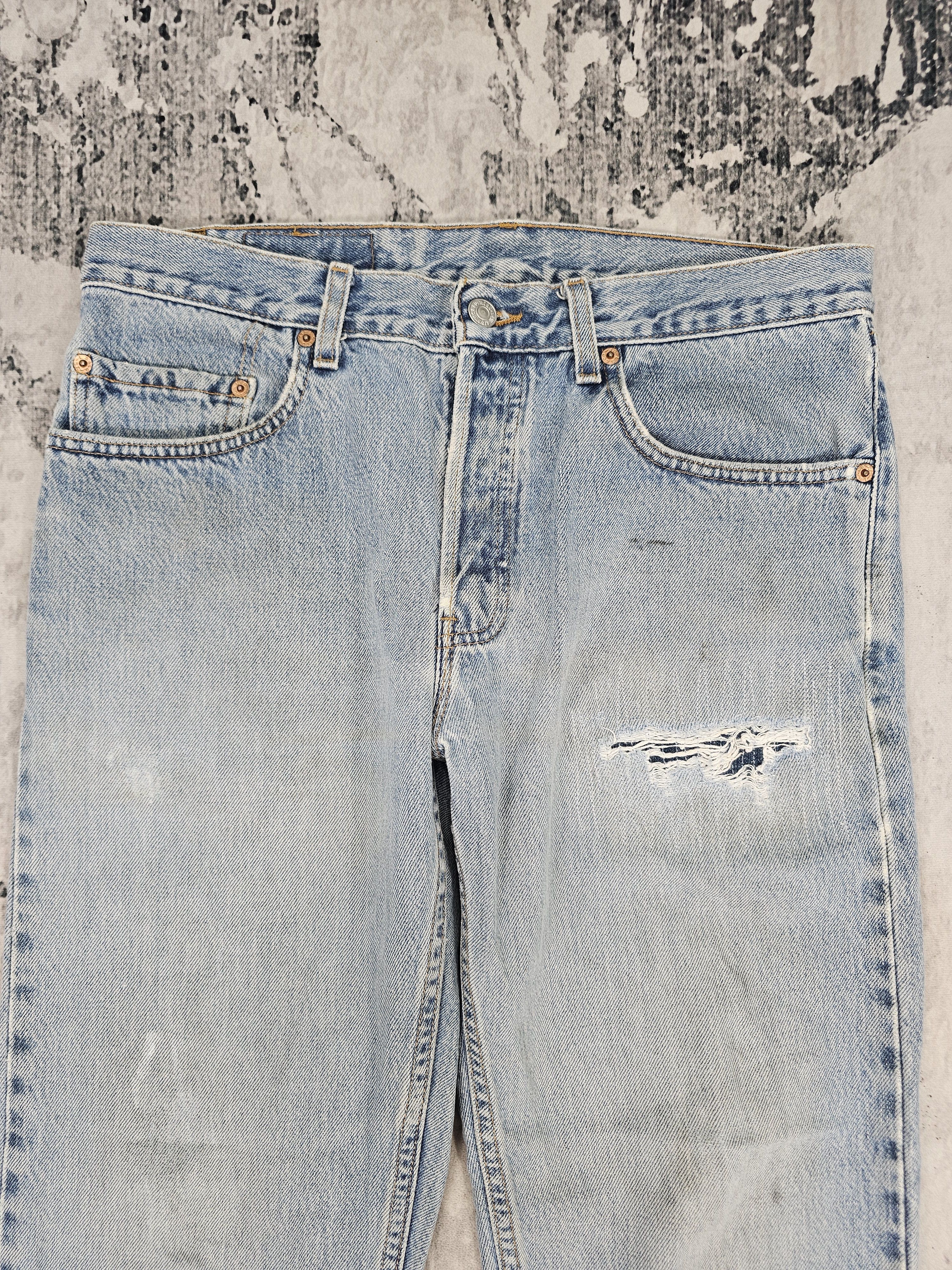 Levi's Vintage Clothing Vtg 90's LEVIS 501 Ripped Cropped Jeans Made In USA L0572 Size US 33 - 7 Thumbnail