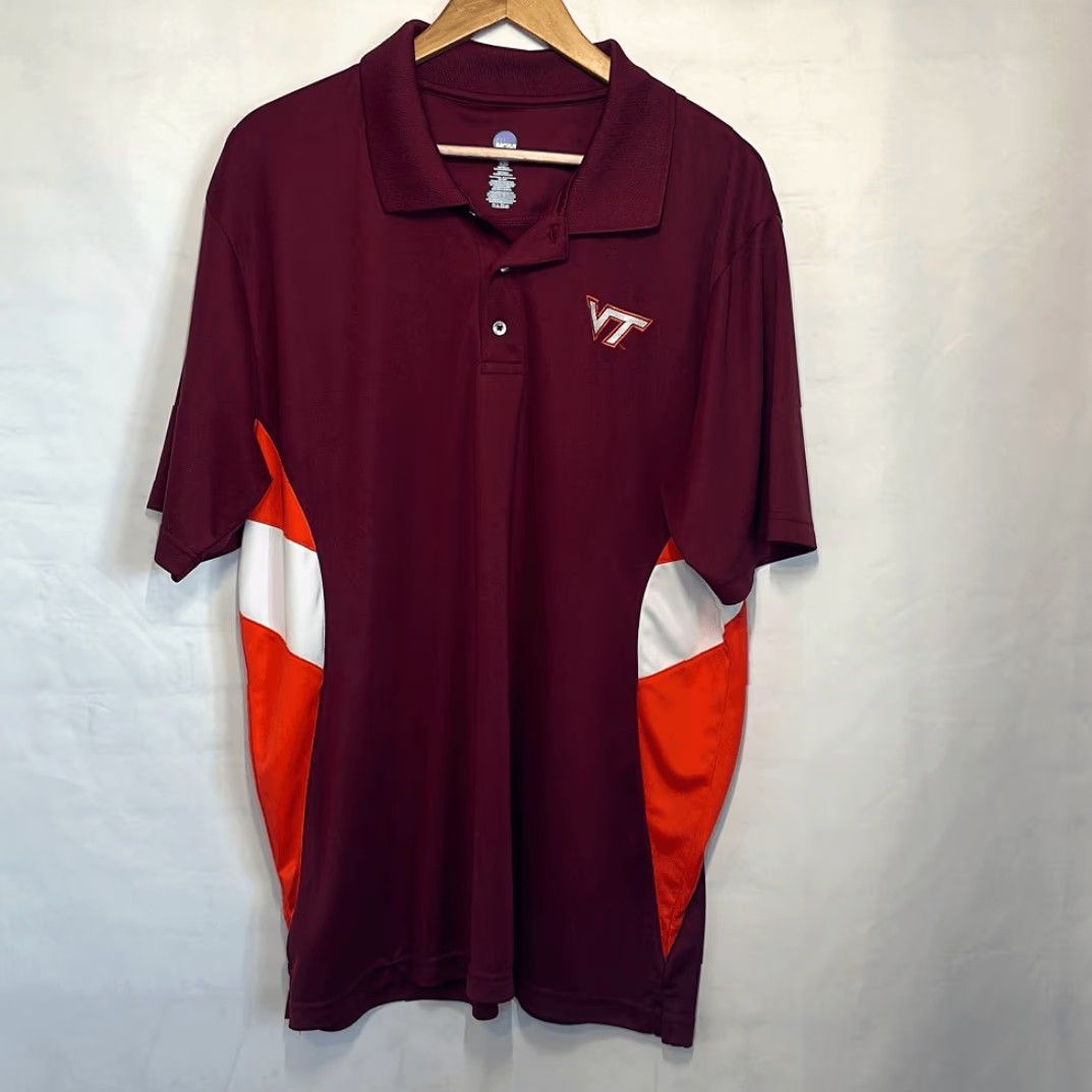 NCAA VIRGINIA TECH Mens NCAA Burgundy Orange Golf Polo XL Hokies Polo Shirt Multicolor Men’s XL Size US XL / EU 56 / 4 - 2 Thumbnail
