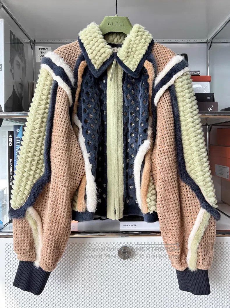 Fendi Fur patchwork jacket with openwork mink fur