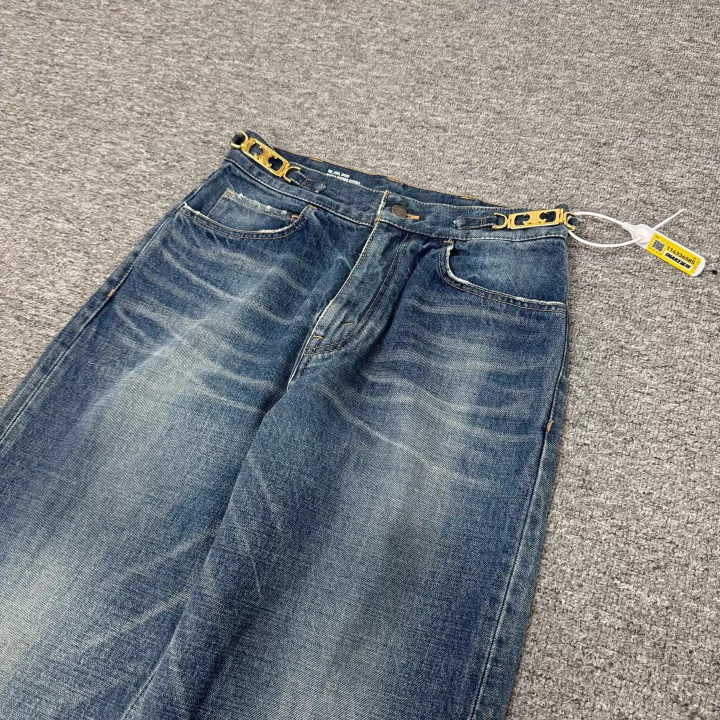 Celine Celine Triomphe Metal Chain Washed Blue Jeans 29 Size 29" - 3 Thumbnail