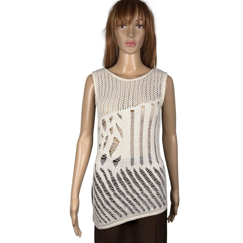 Zara NWT New Zara Ivory Knit Sleeveless Cotton Top Size S Size S / US 4 / IT 40 - 5 Thumbnail