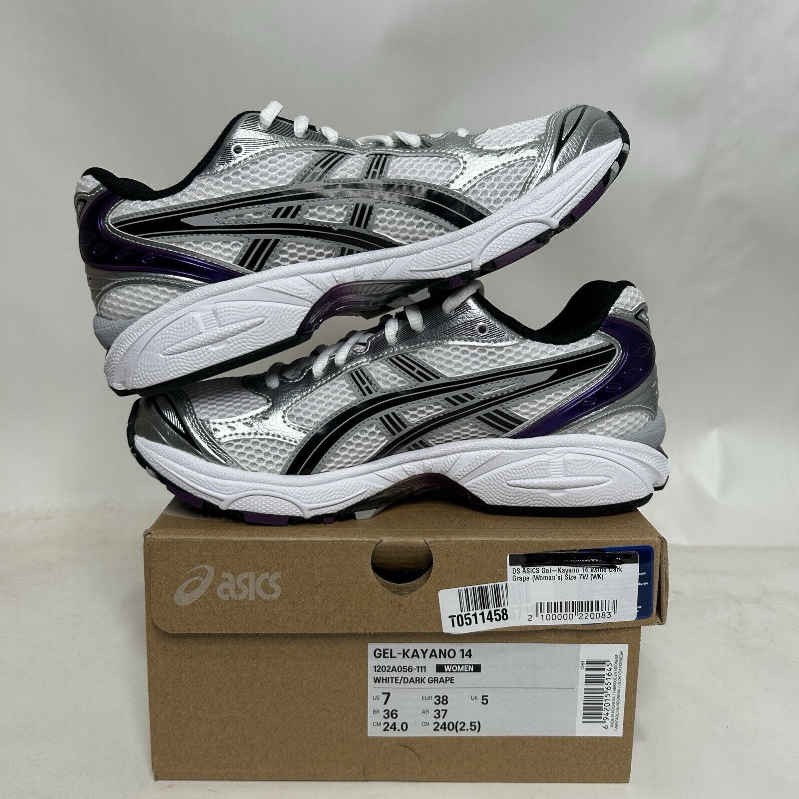 Asics ASICS Gel Kayano 14 WMNS “Silver White Dark Grape” 2024 Size US 7 / IT 37 - 3 Thumbnail